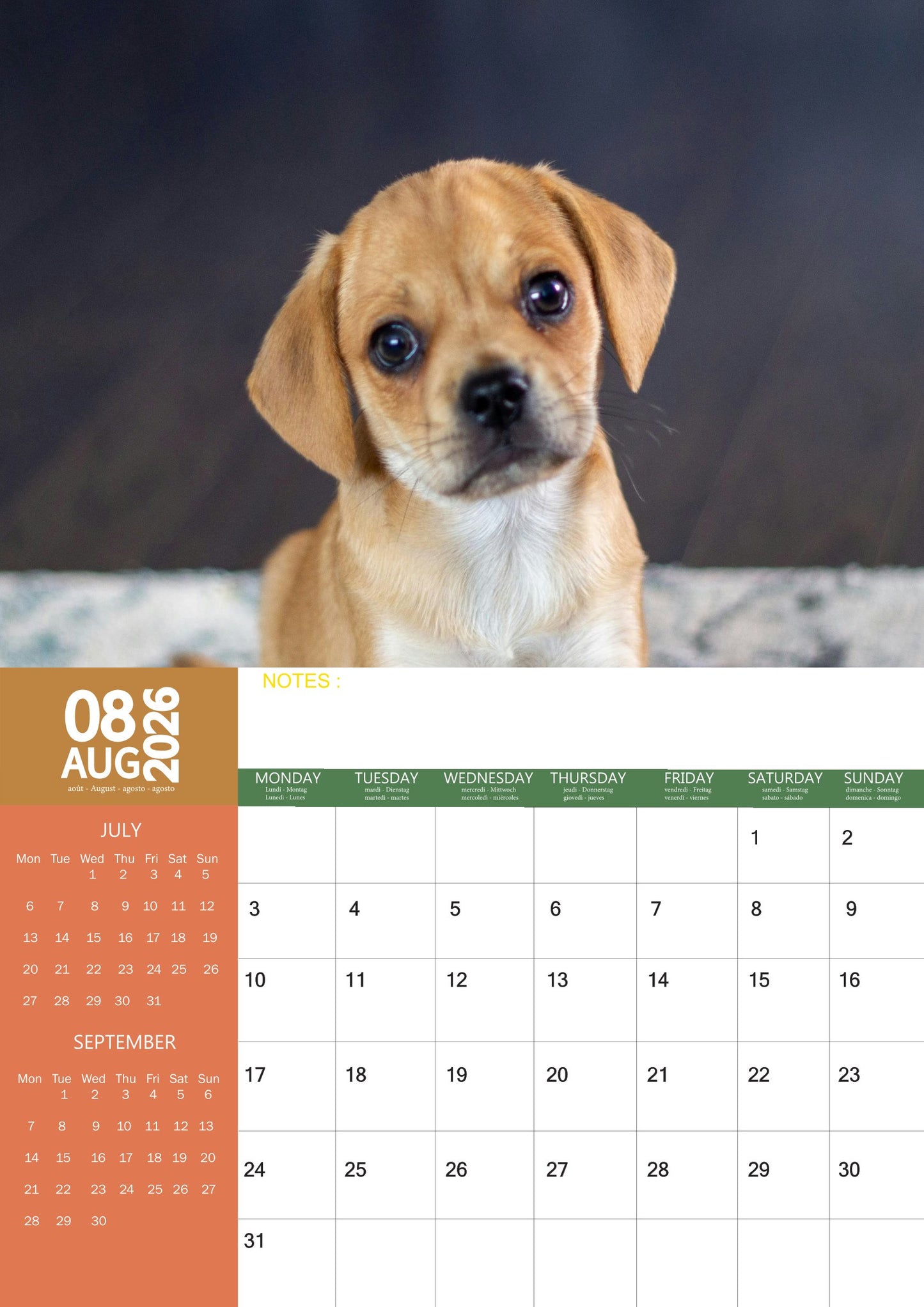 Puggle Dog Calendar 2026 – M-PRA Range