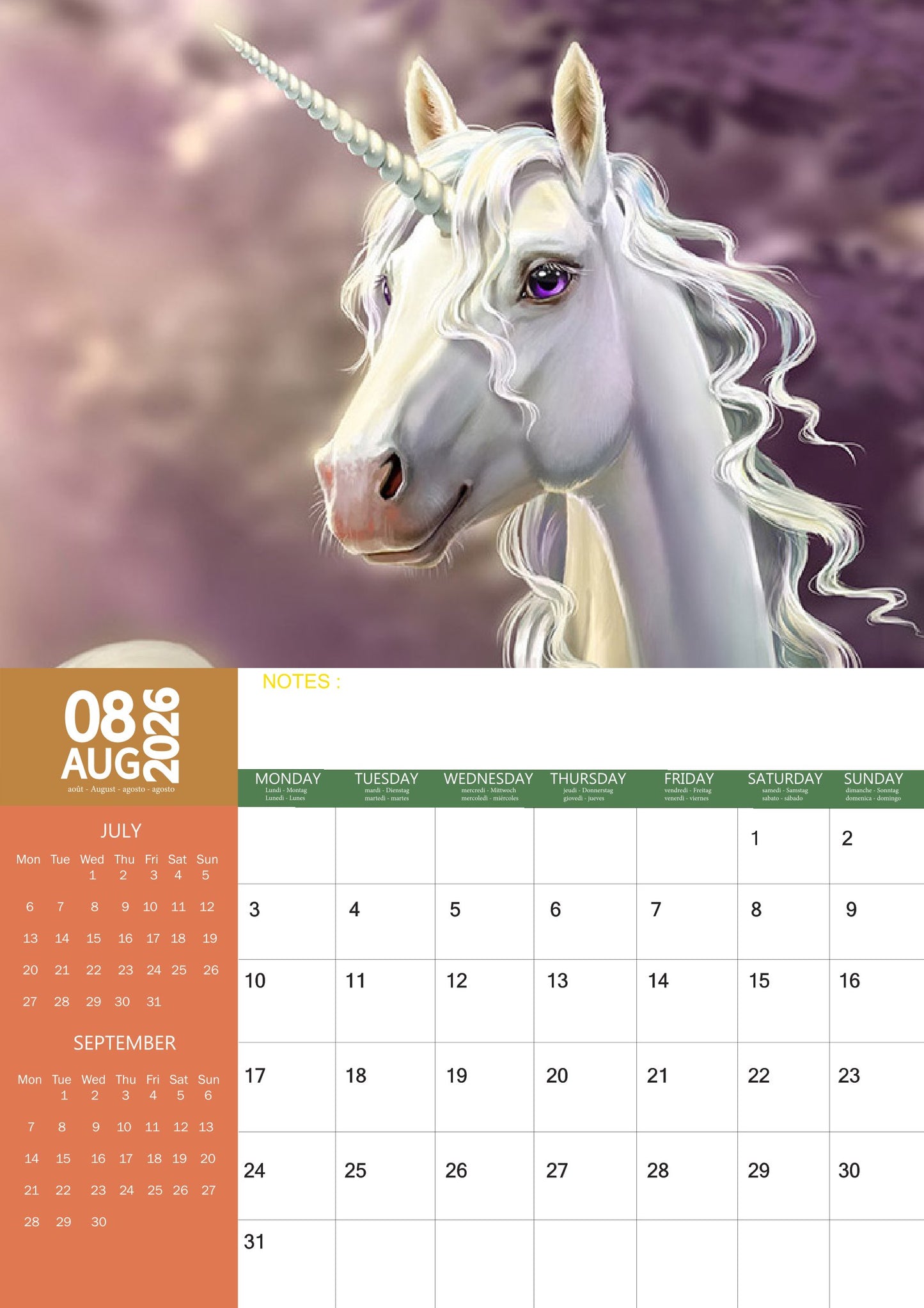 Mystical Unicorn Art Calendar 2026 – M-PRA Range