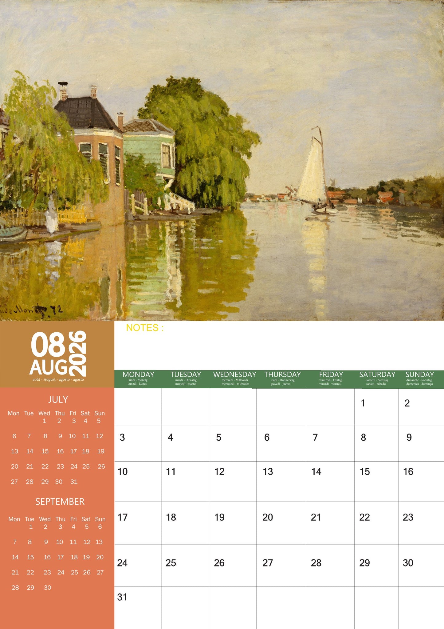 Monet Art Calendar 2026 – M-PRA Range