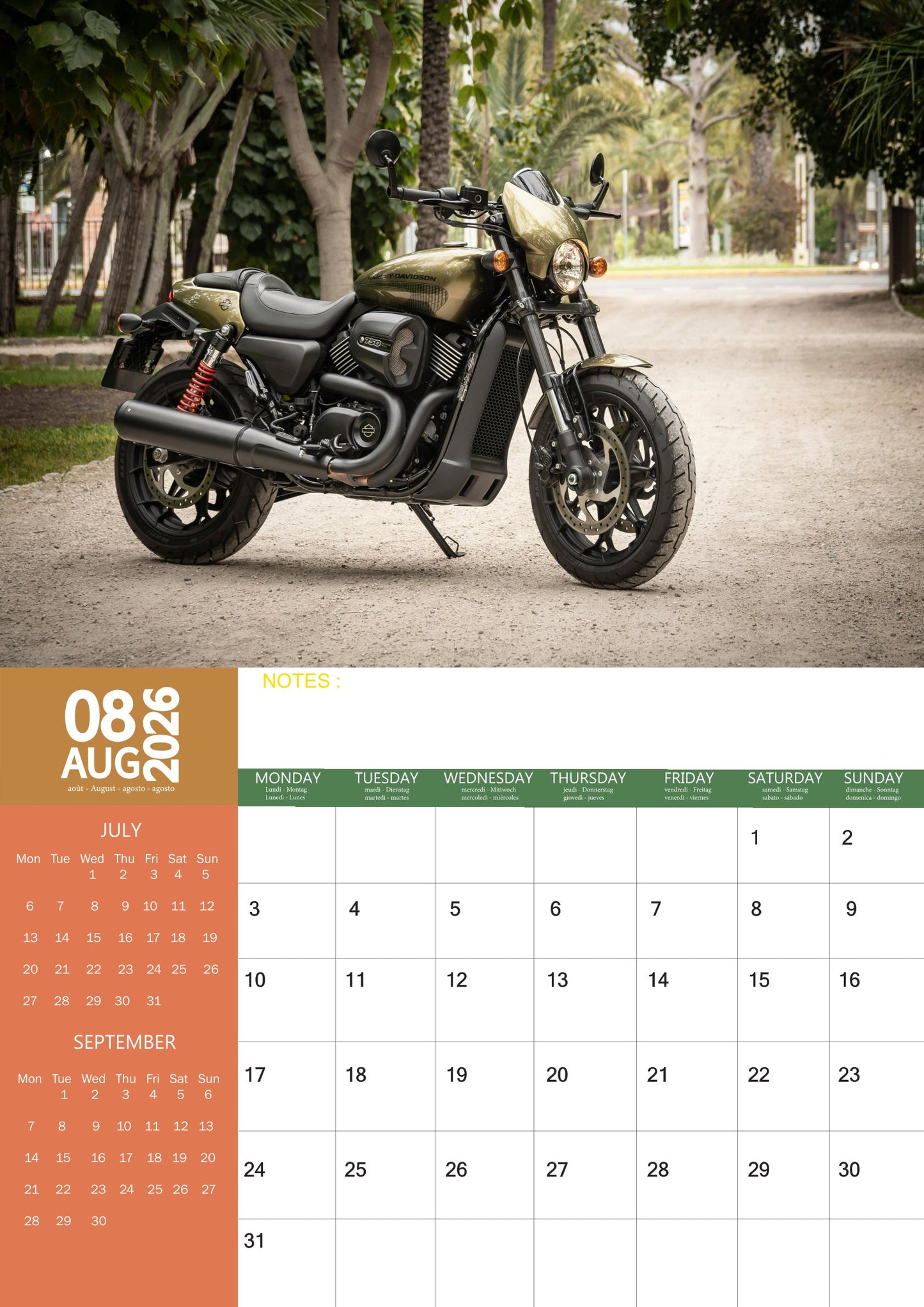 Harley Davidson Transport Calendar 2026 – M-PRA Range