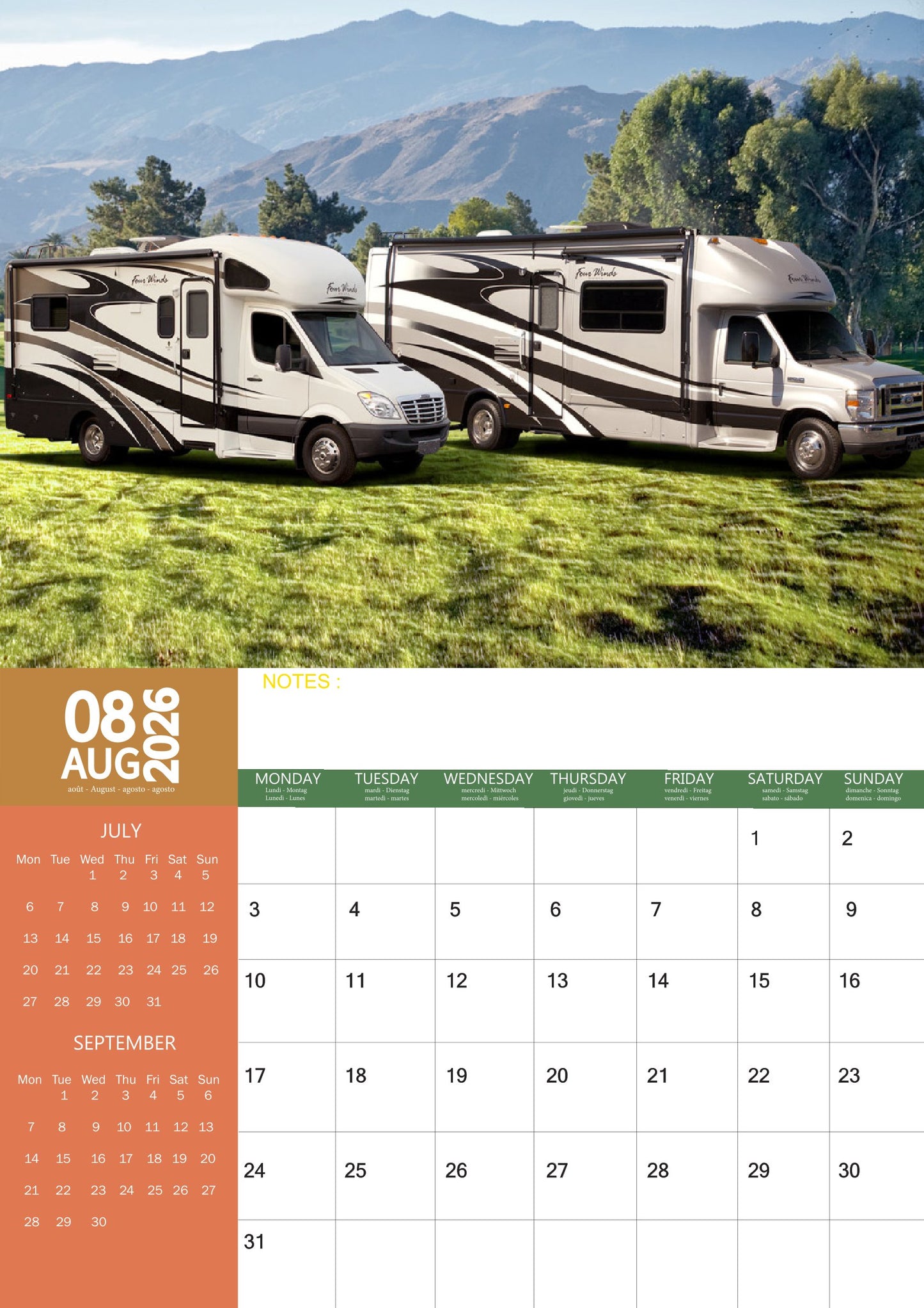 Camper Vans Transport Calendar 2026 – M-PRA Range