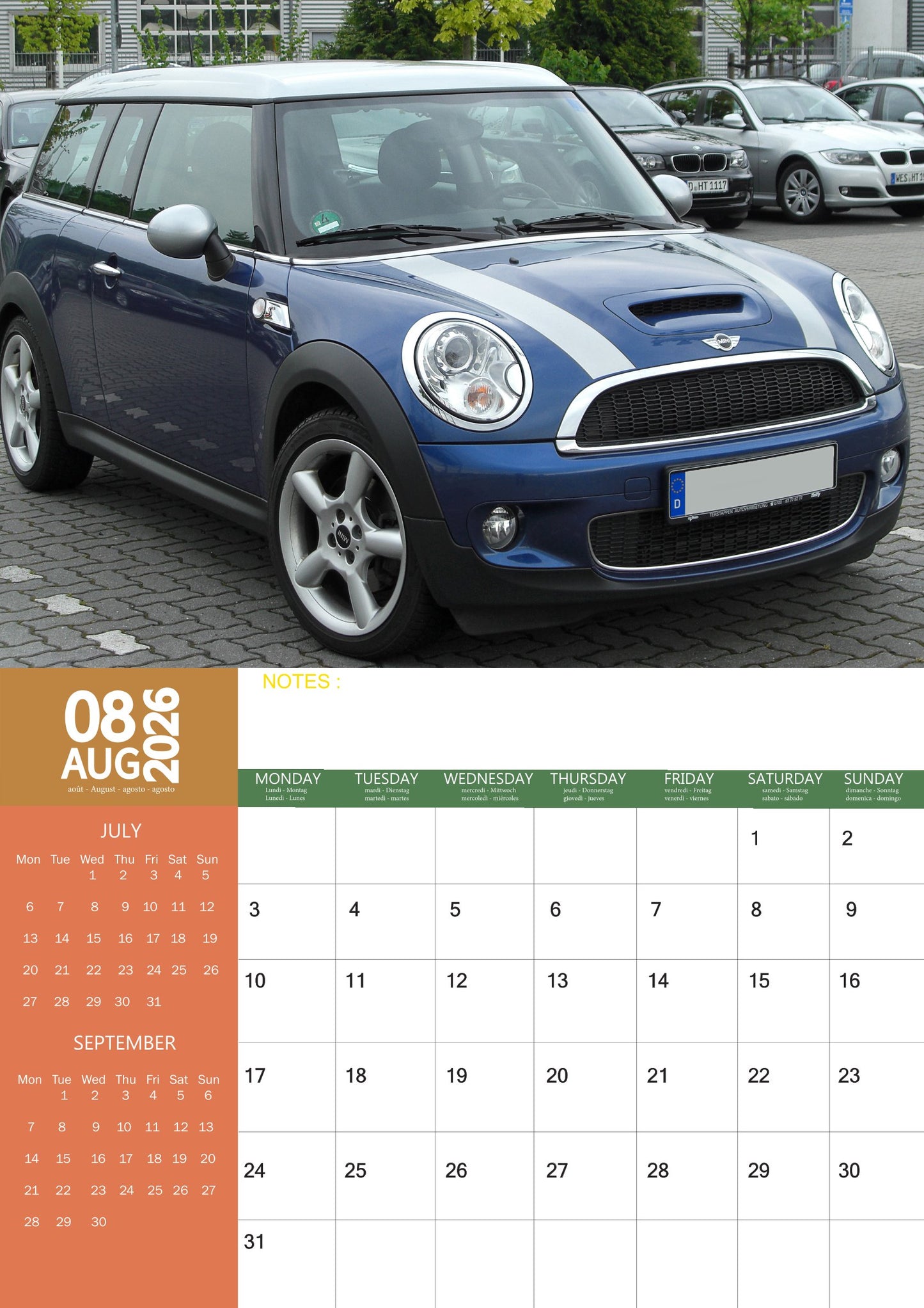 Mini Cooper Transport Calendar 2026 – M-PRA Range