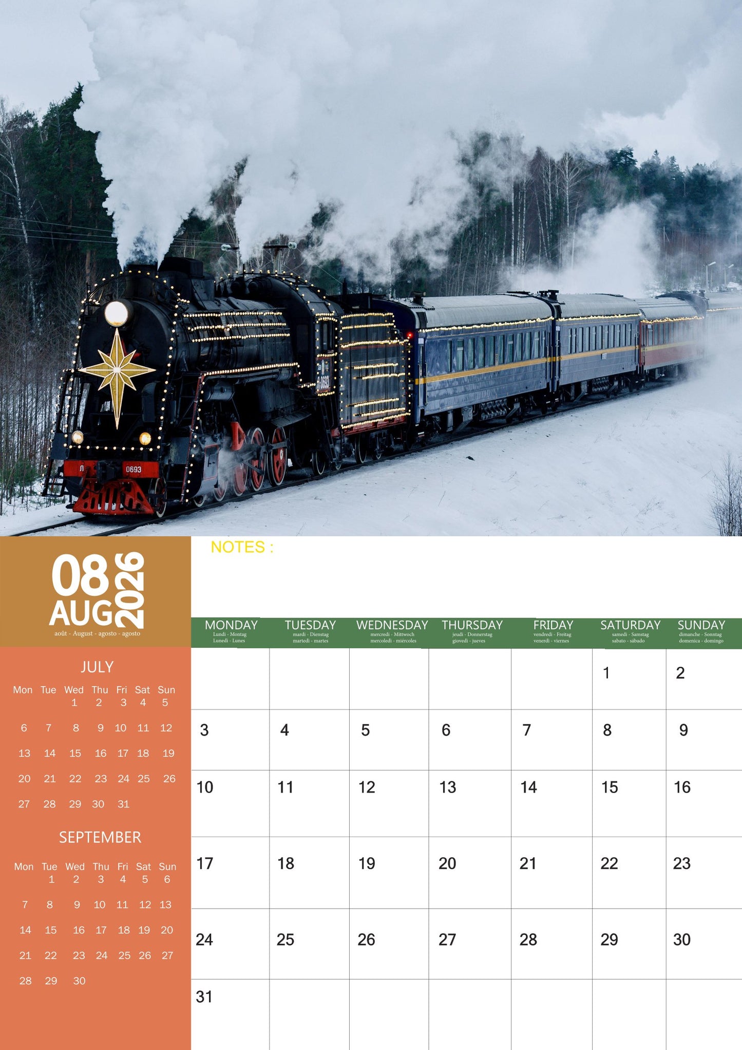 Steam Trains Transport Calendar 2026 – M-PRA Range