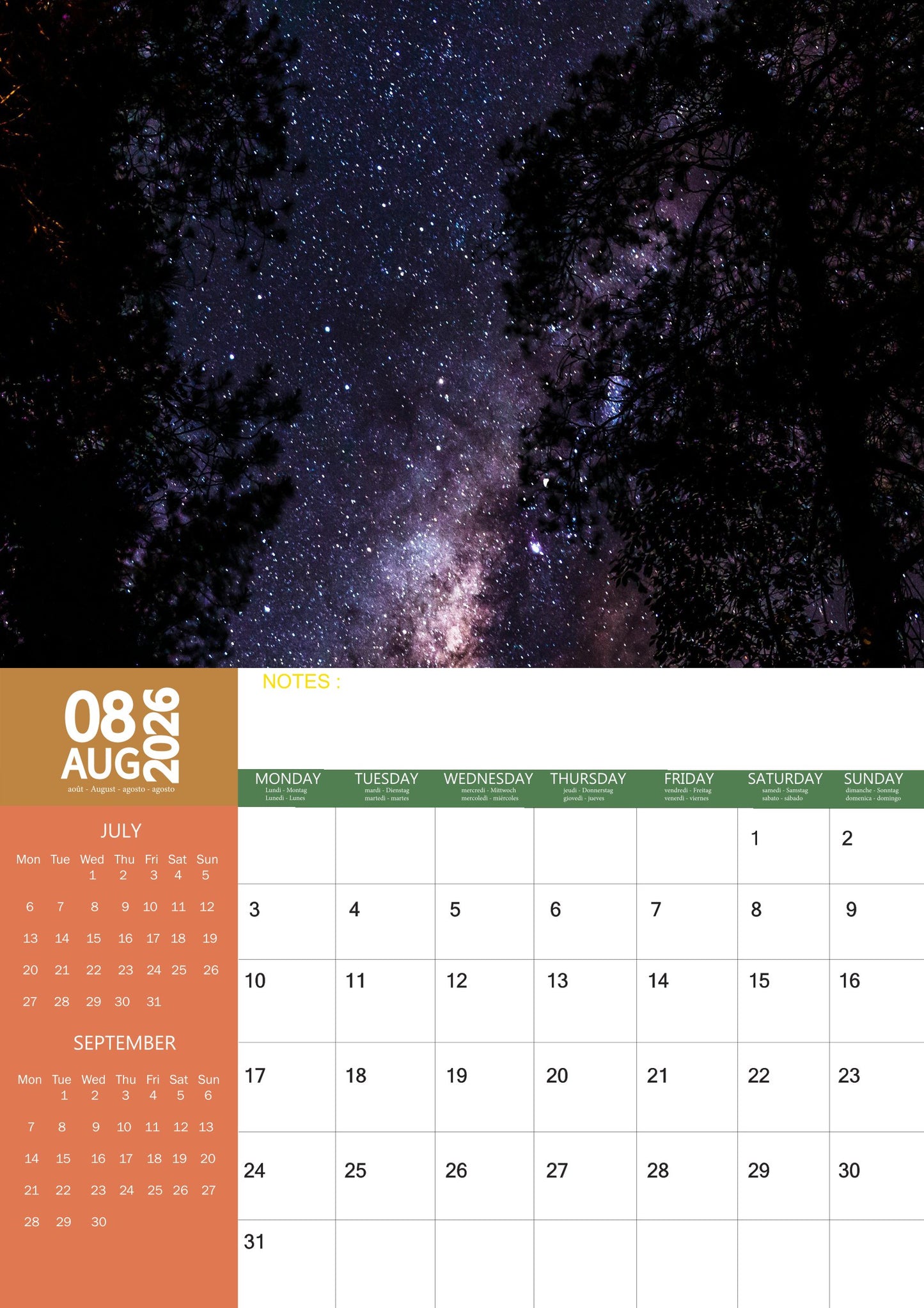 Stargazing Natural Calendar 2026 – M-PRA Range