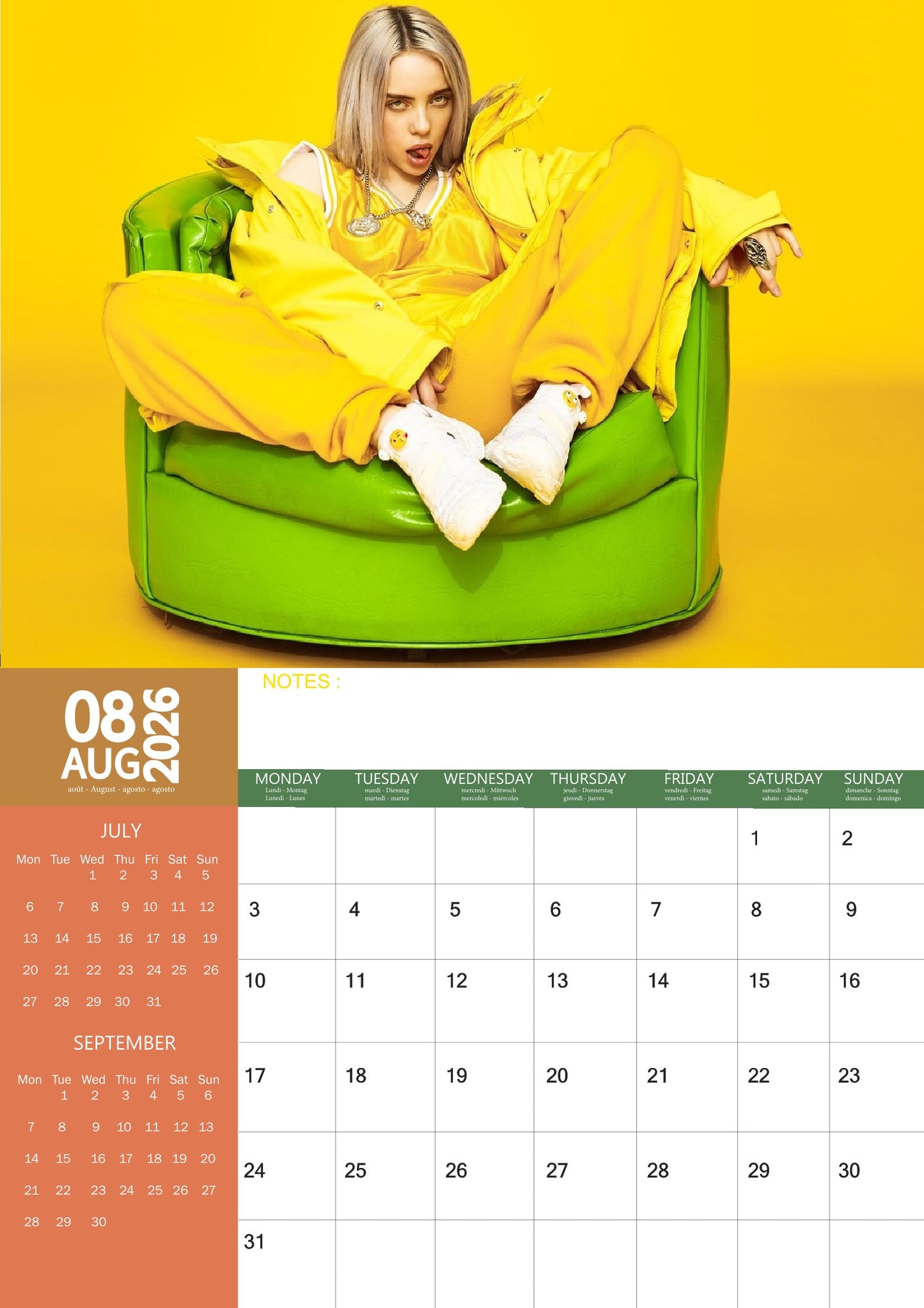 Billie Eilish Music Calendar 2026 – M-PRA Range