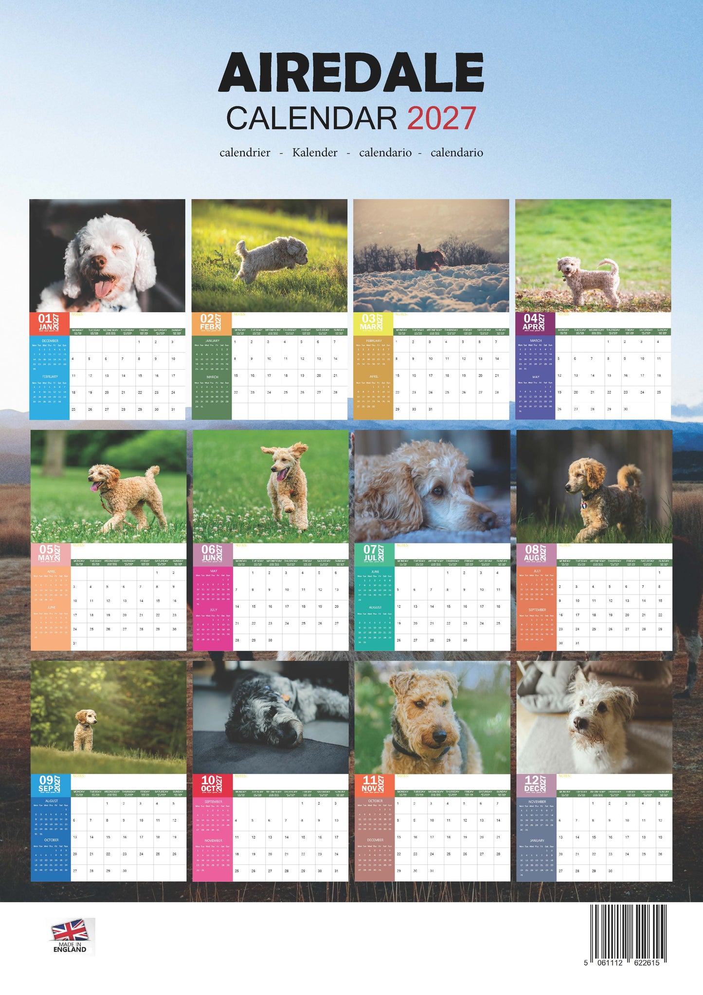 Airedale Dog Calendar 2027 – M-PRA Range