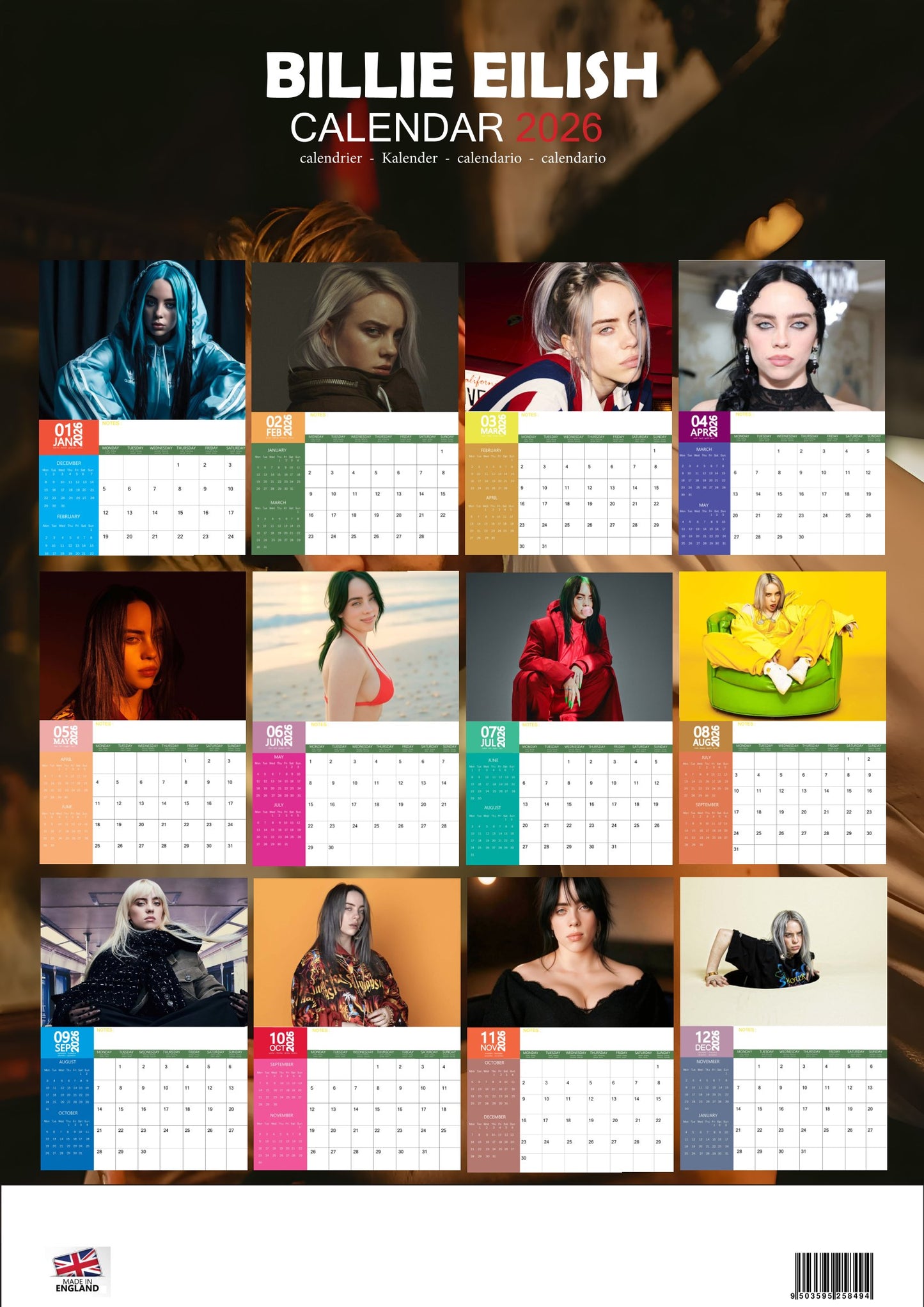 Billie Eilish Music Calendar 2026 – M-PRA Range