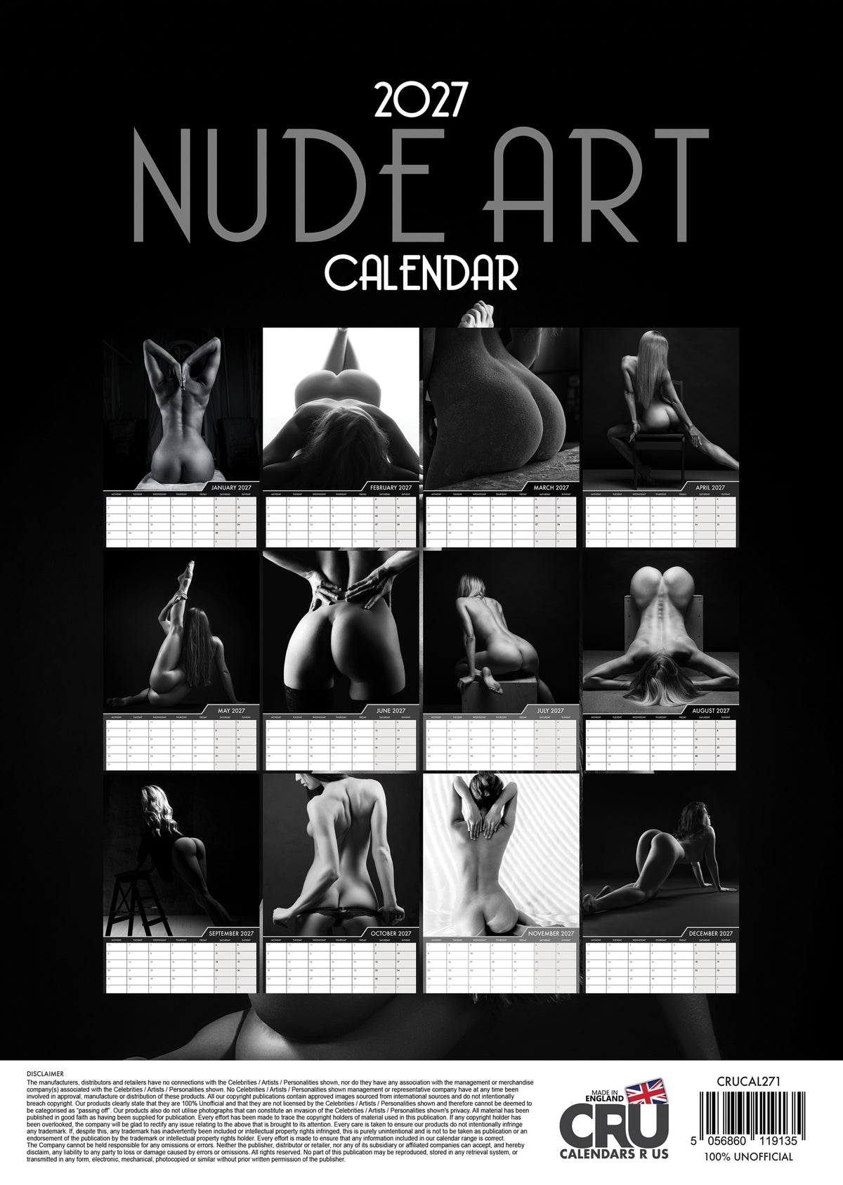 Nude Art Glamour Calendar 2027 – Celebrating the Human Form Through Artistic Expression