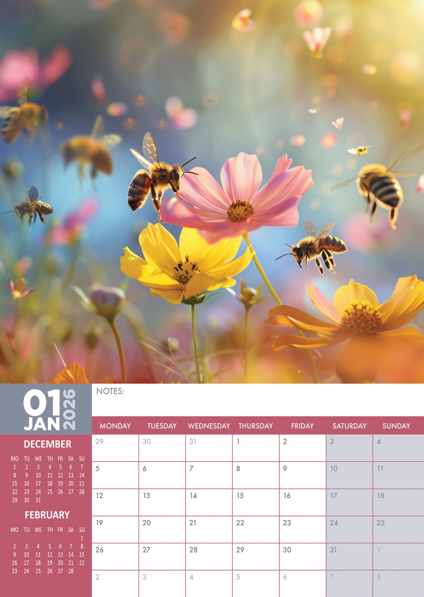Bees Calendar 2026 – A Buzzing Tribute to Nature's Pollinators
