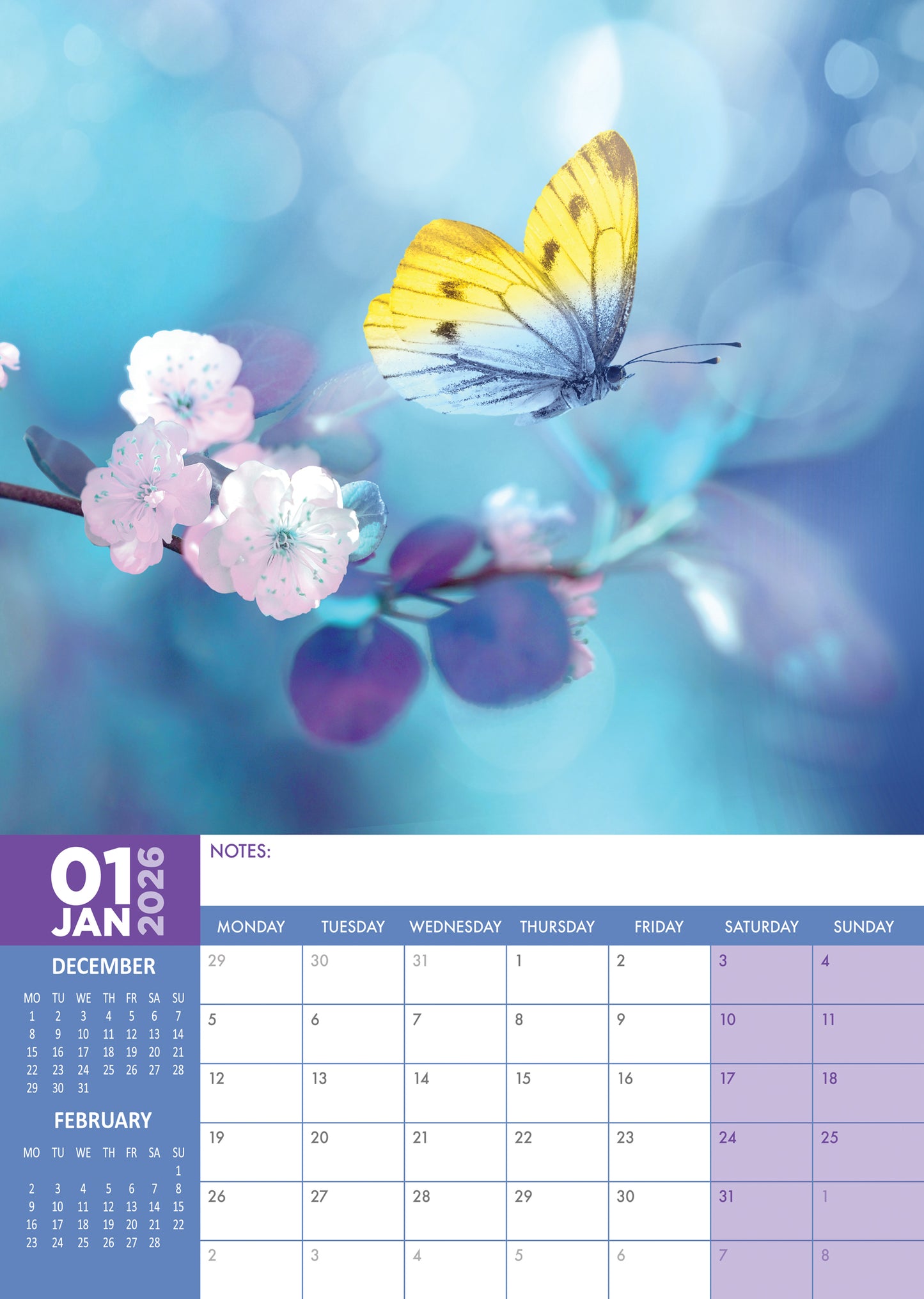 Butterflies Calendar 2026 – A Year of Vibrant Wings and Colorful Beauty