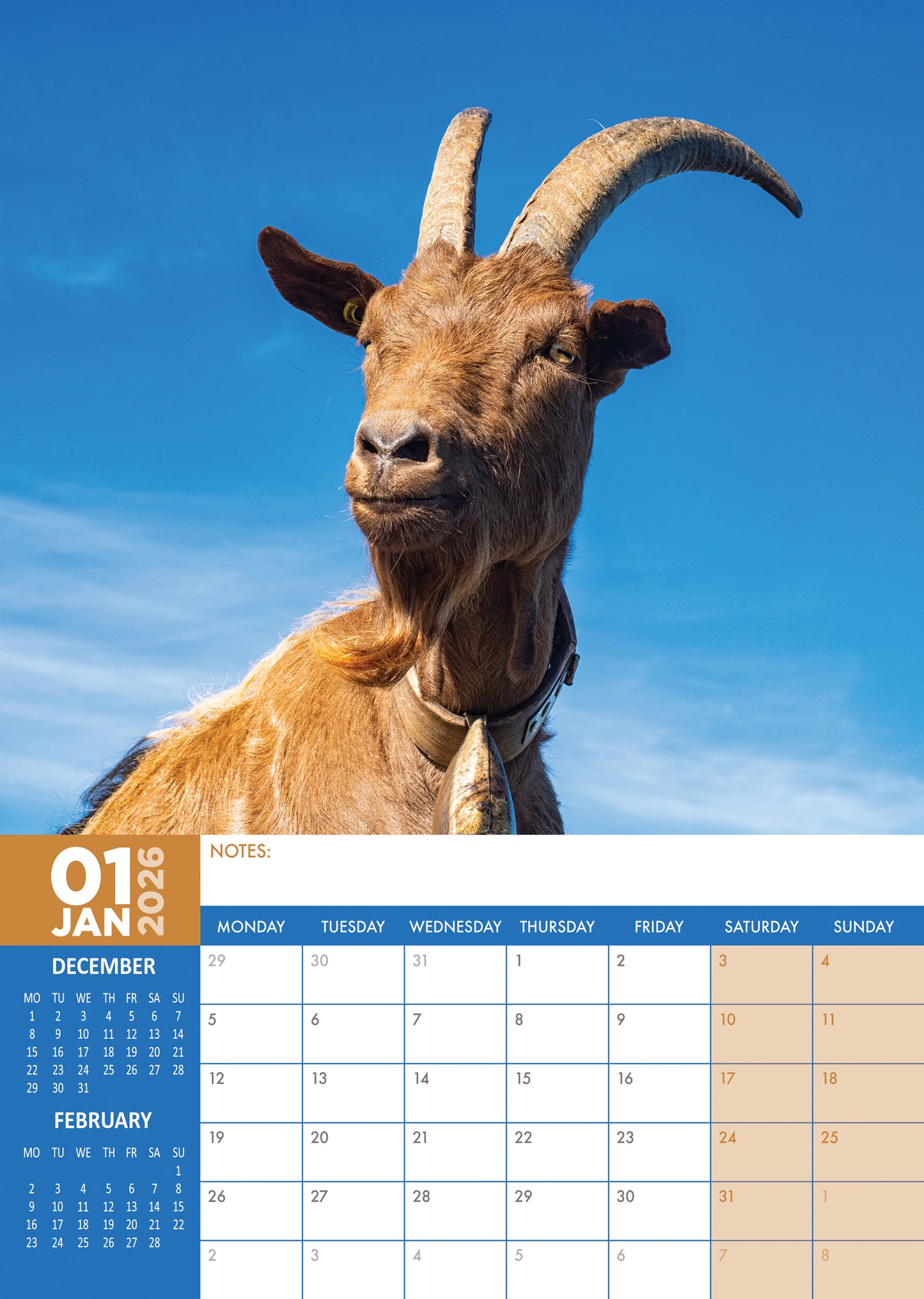 Goats Calendar 2026 – Celebrate the Playful Spirit of Goats