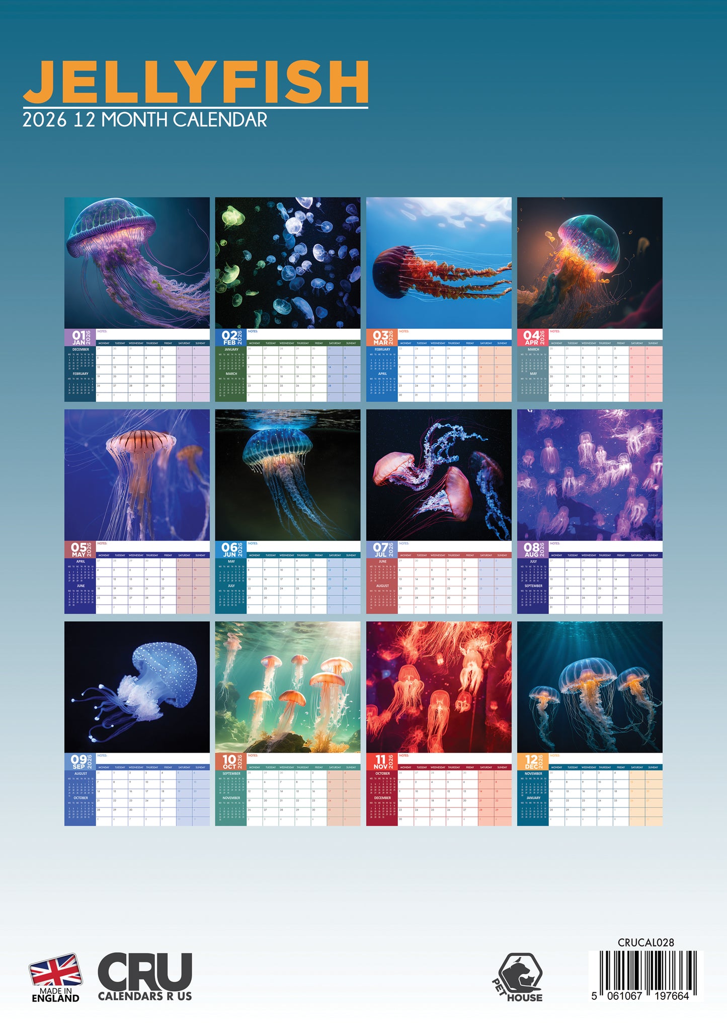 Jellyfish Calendar 2026 – Dive into the Mystical World of Jellyfish
