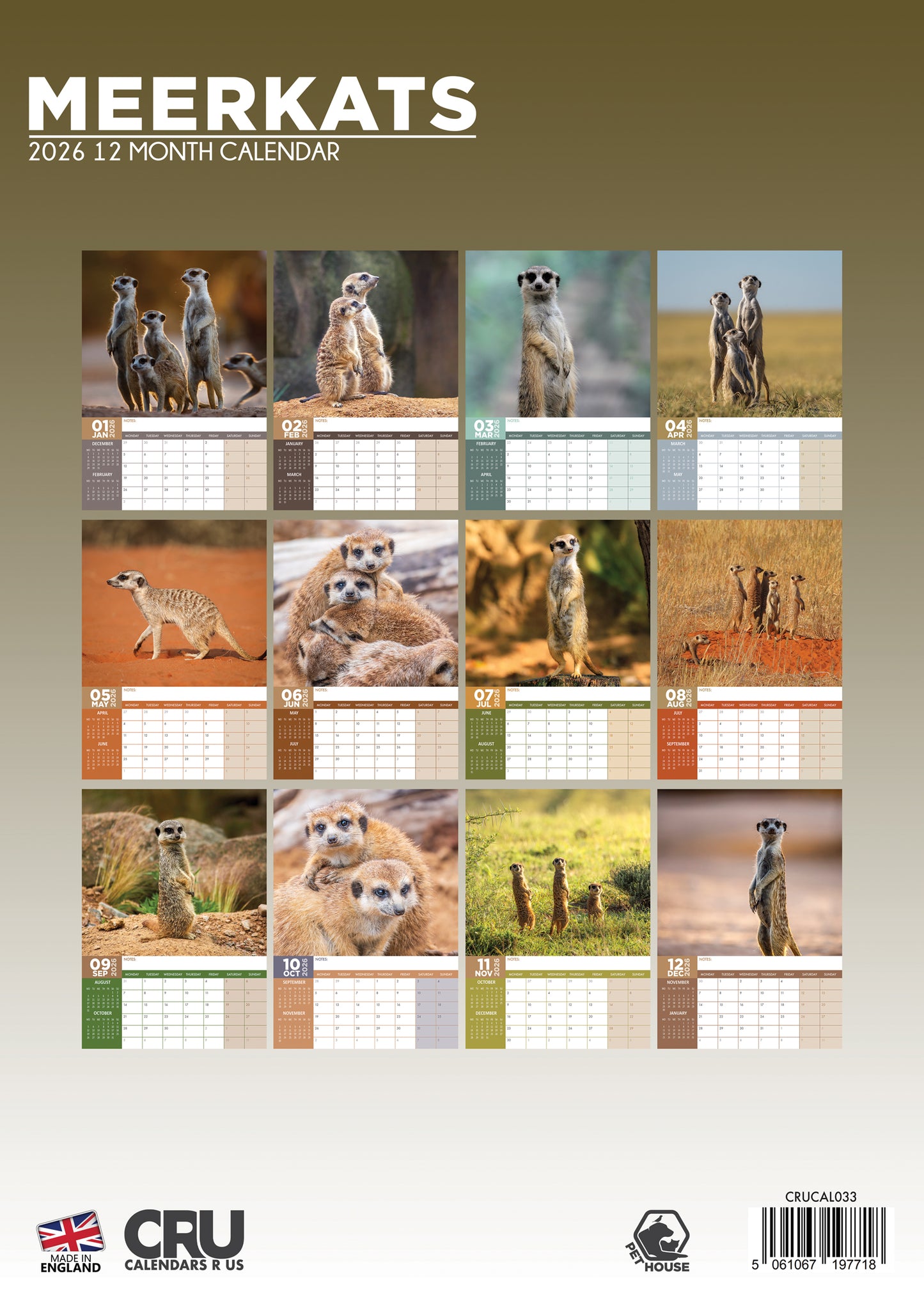 Meerkats Calendar 2026 – A Year of Adorable Alert Companions