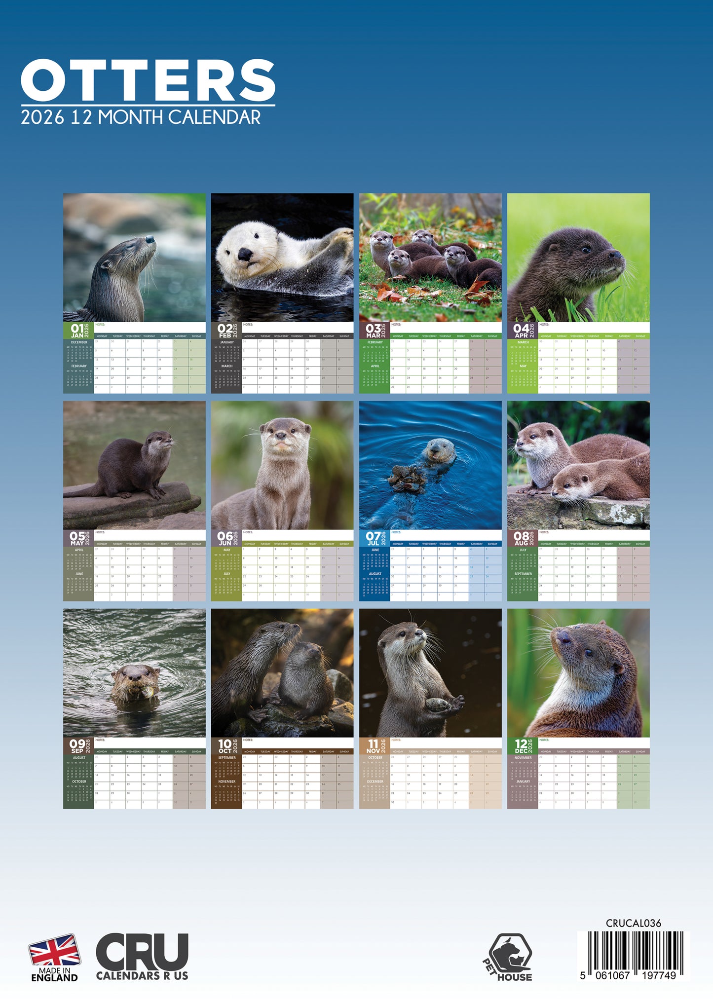 Otters Calendar 2026 – Celebrate the Playfulness of Otters All Year Long