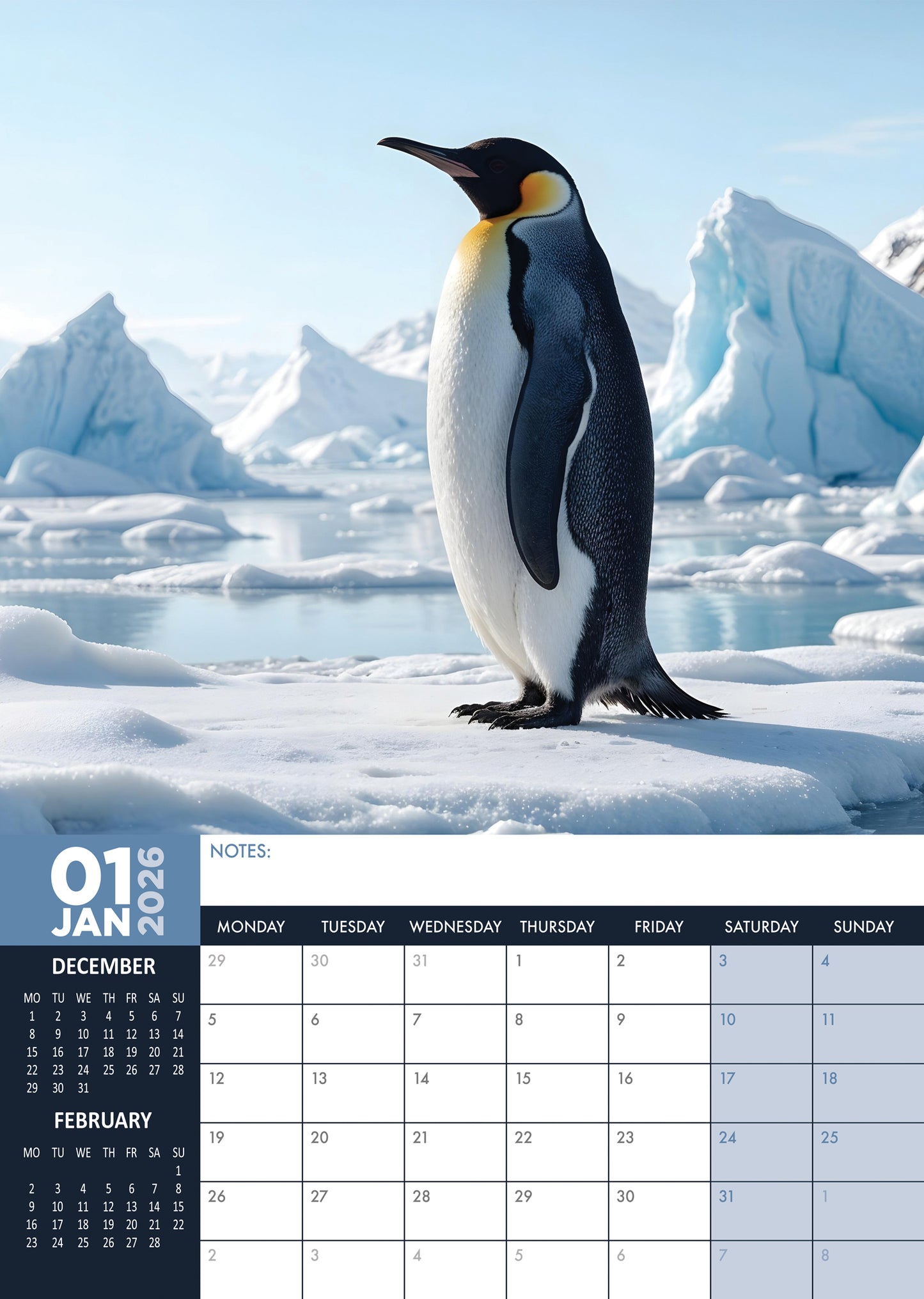 Penguins Calendar 2026 – A Charming Year with Nature’s Most Adorable Birds