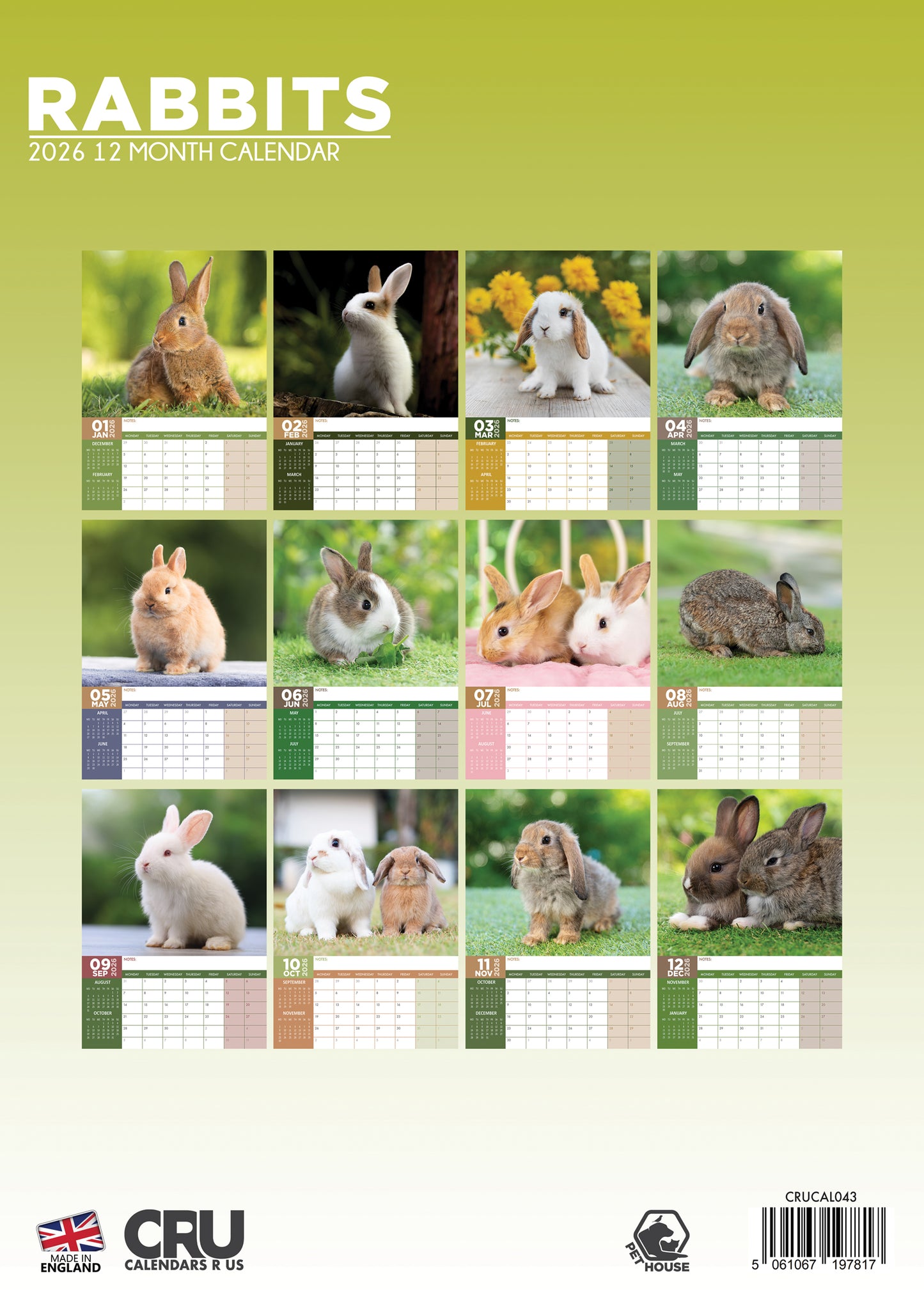 Rabbits Calendar 2026 – A Year Full of Cuteness and Charm