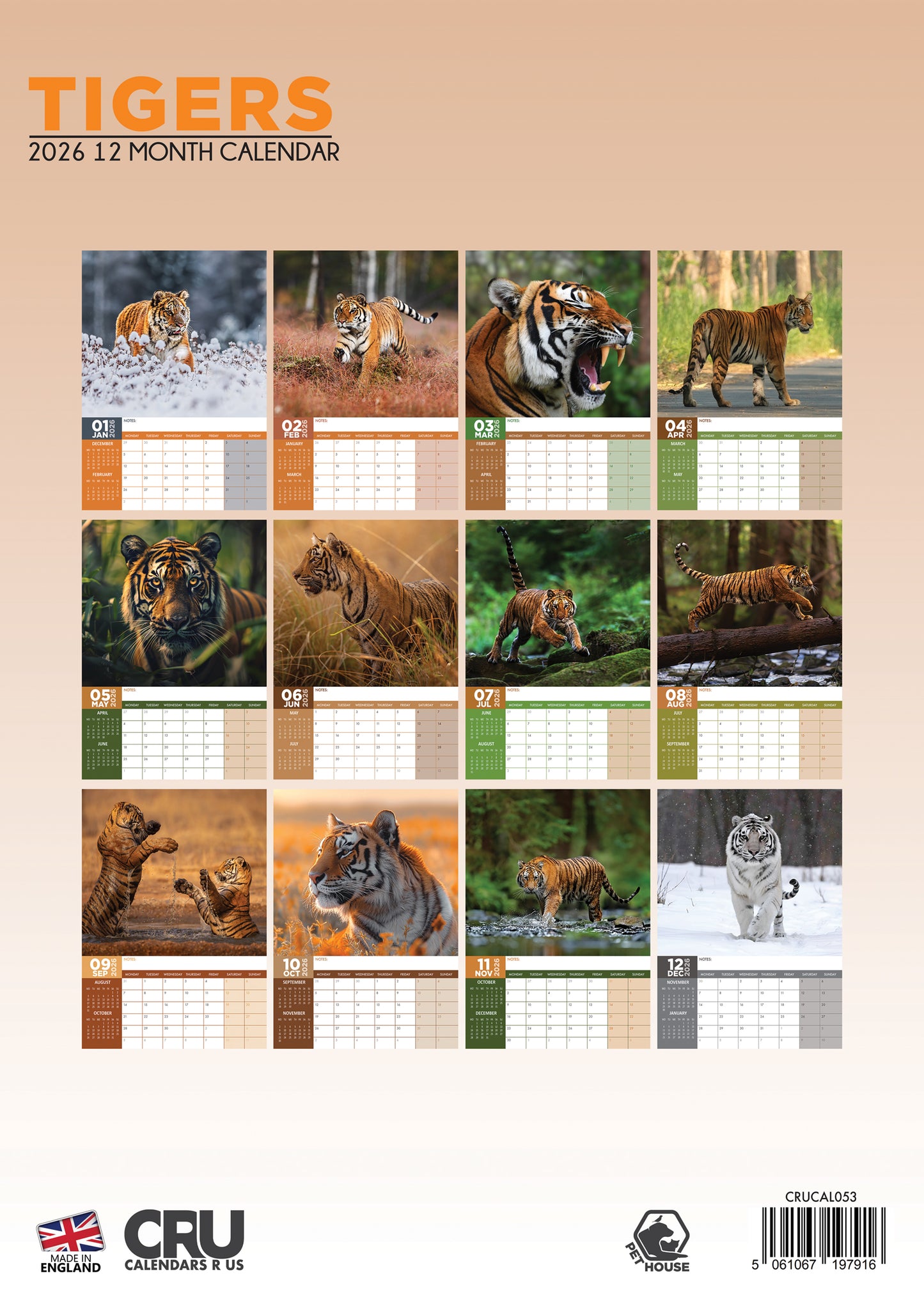 Tigers Calendar 2026 – A Roaring Tribute to Majestic Big Cats
