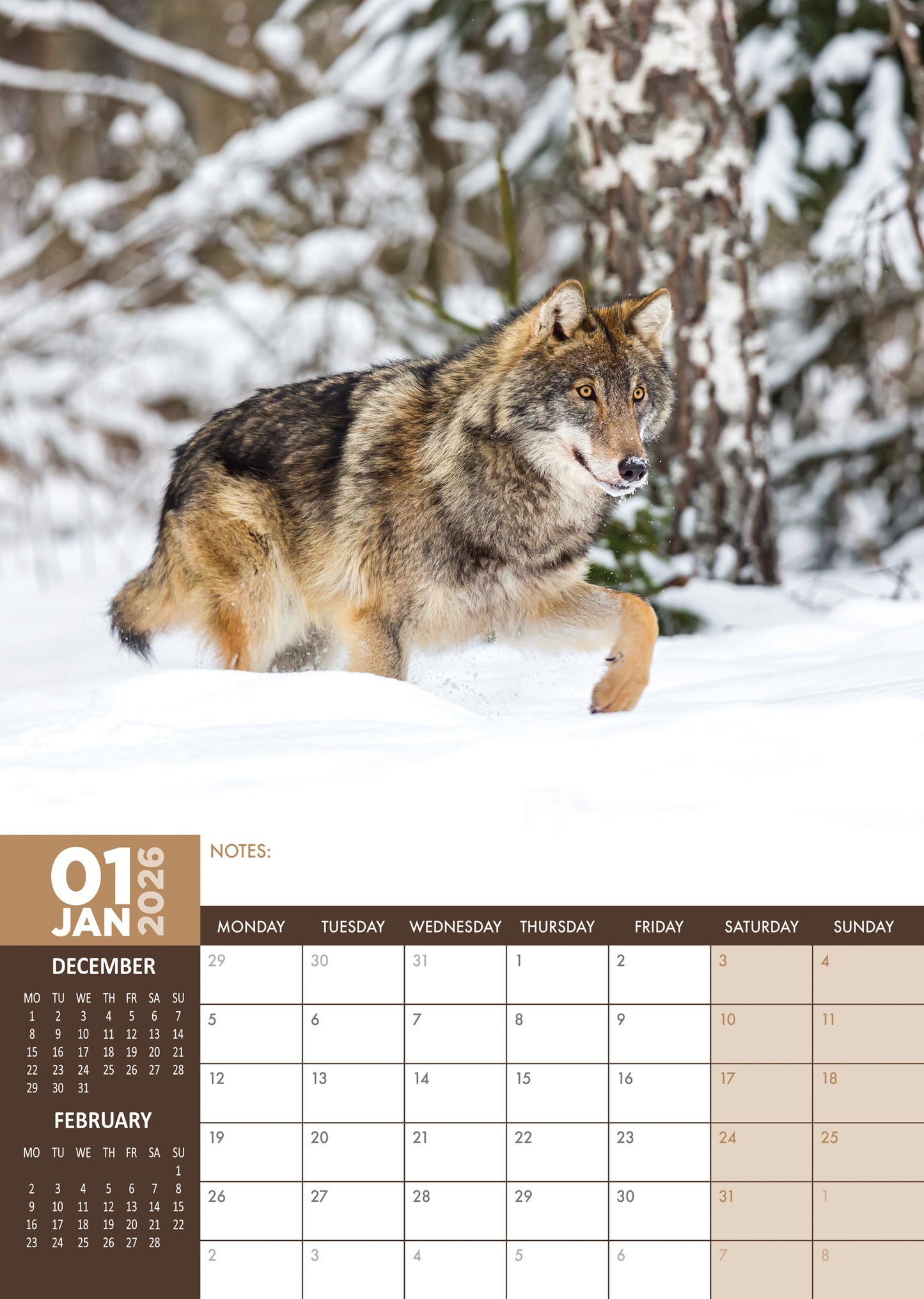 Wolves Calendar 2026 – Discover the Wild Beauty of the Pack