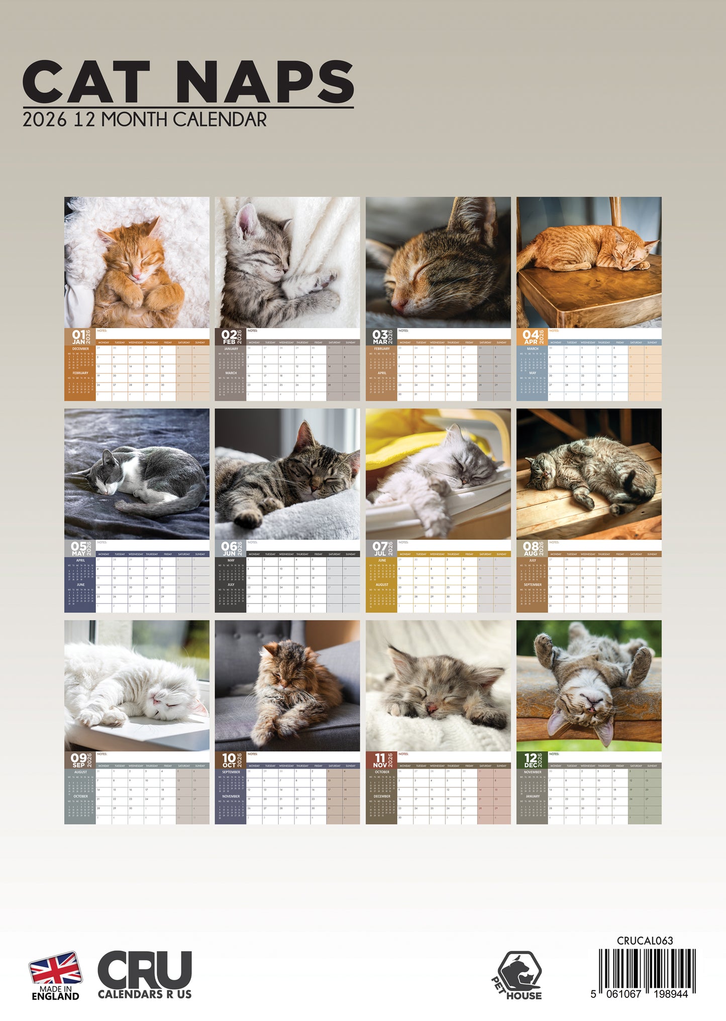 Cats Having Naps Calendar 2026 – A Year of Adorable Cat Naps