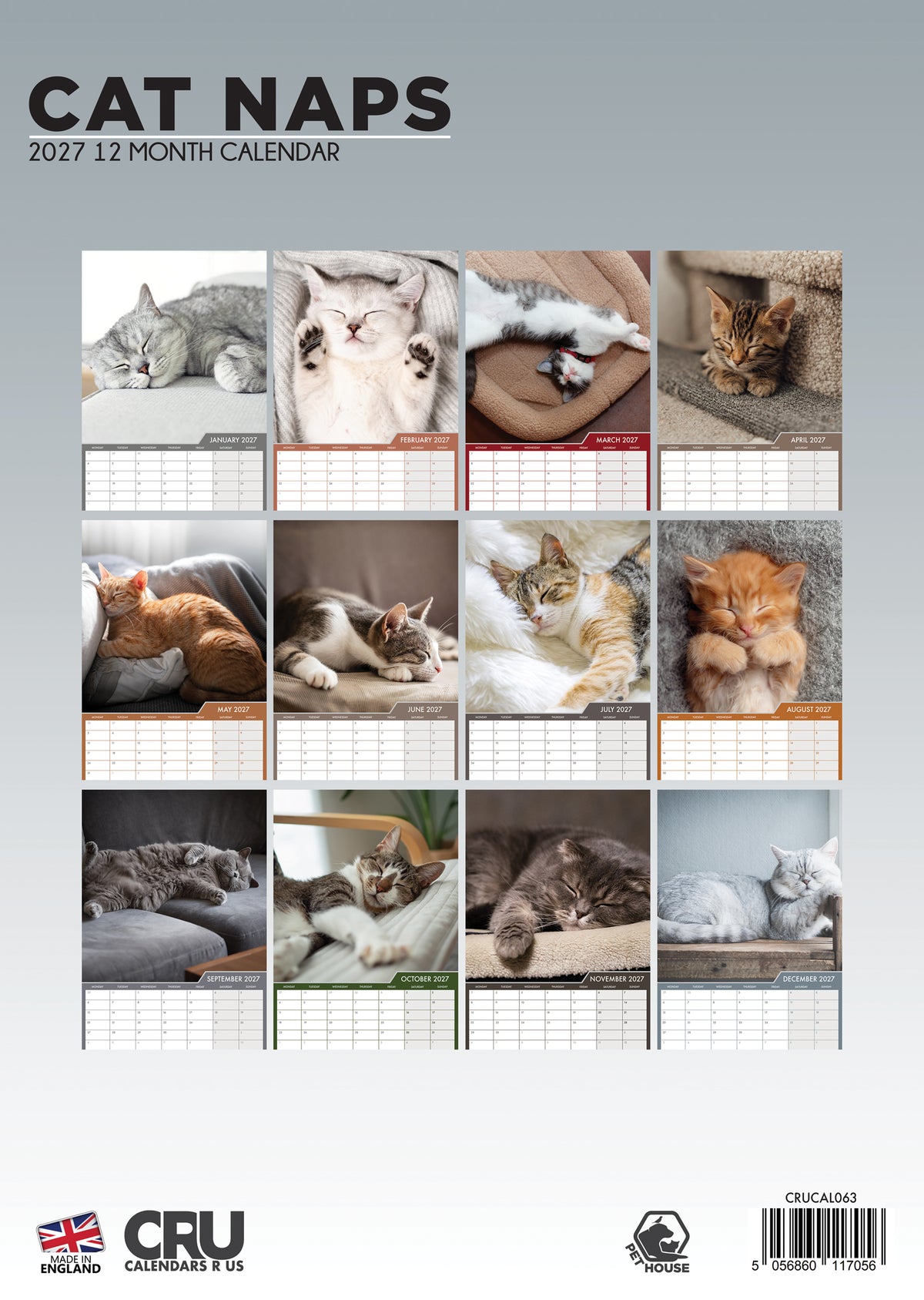 Cats Having Naps Calendar 2027 – A Year of Adorable Cat Naps