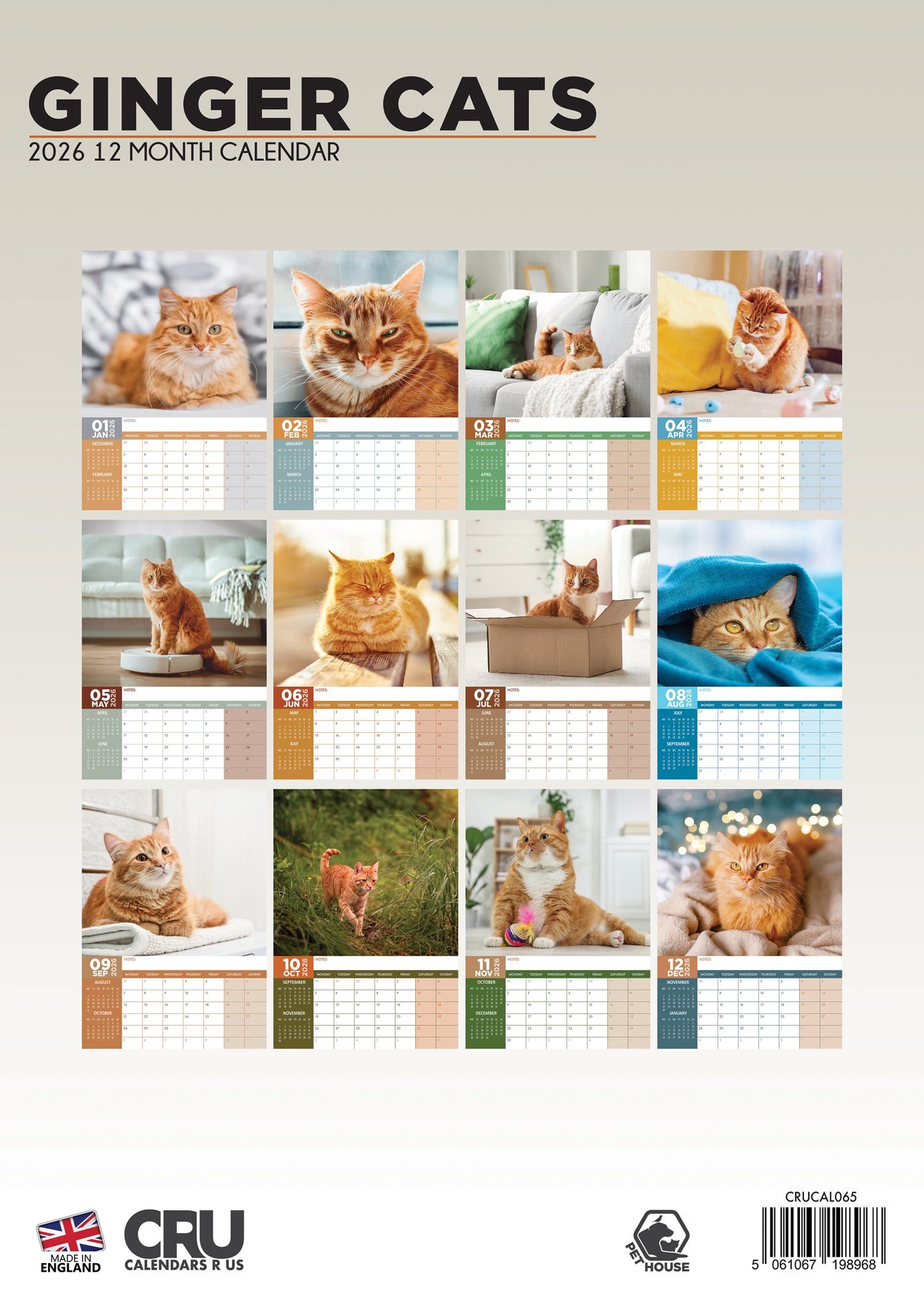 Ginger Cats Calendar 2026 – A Celebration of Fiery Felines