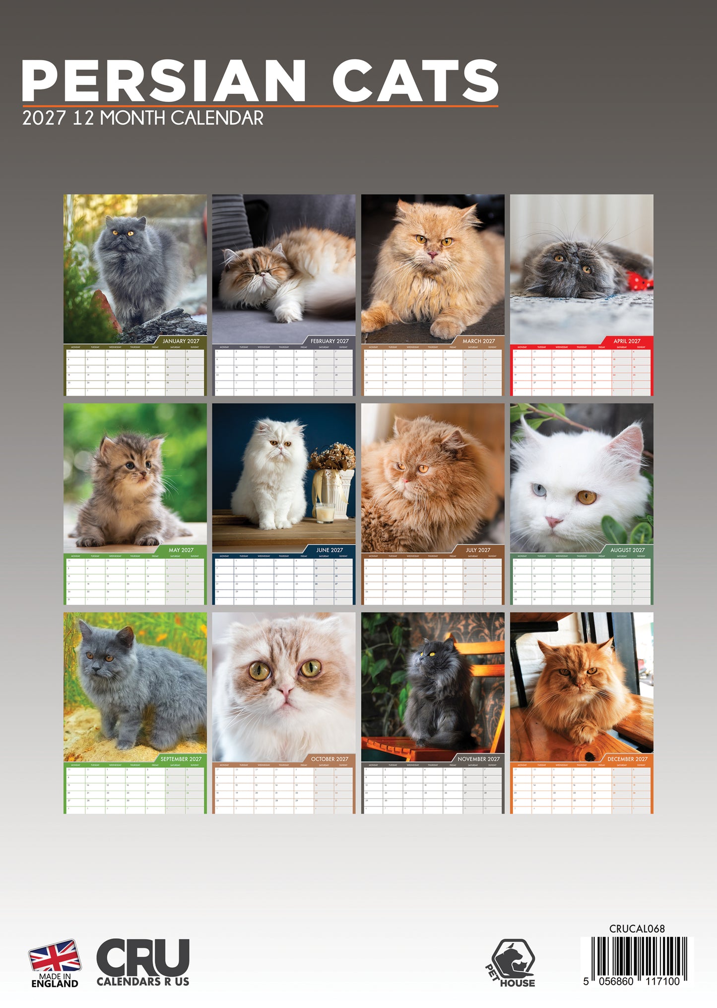 Persian Cats Calendar 2027 – A Year of Elegance and Charm