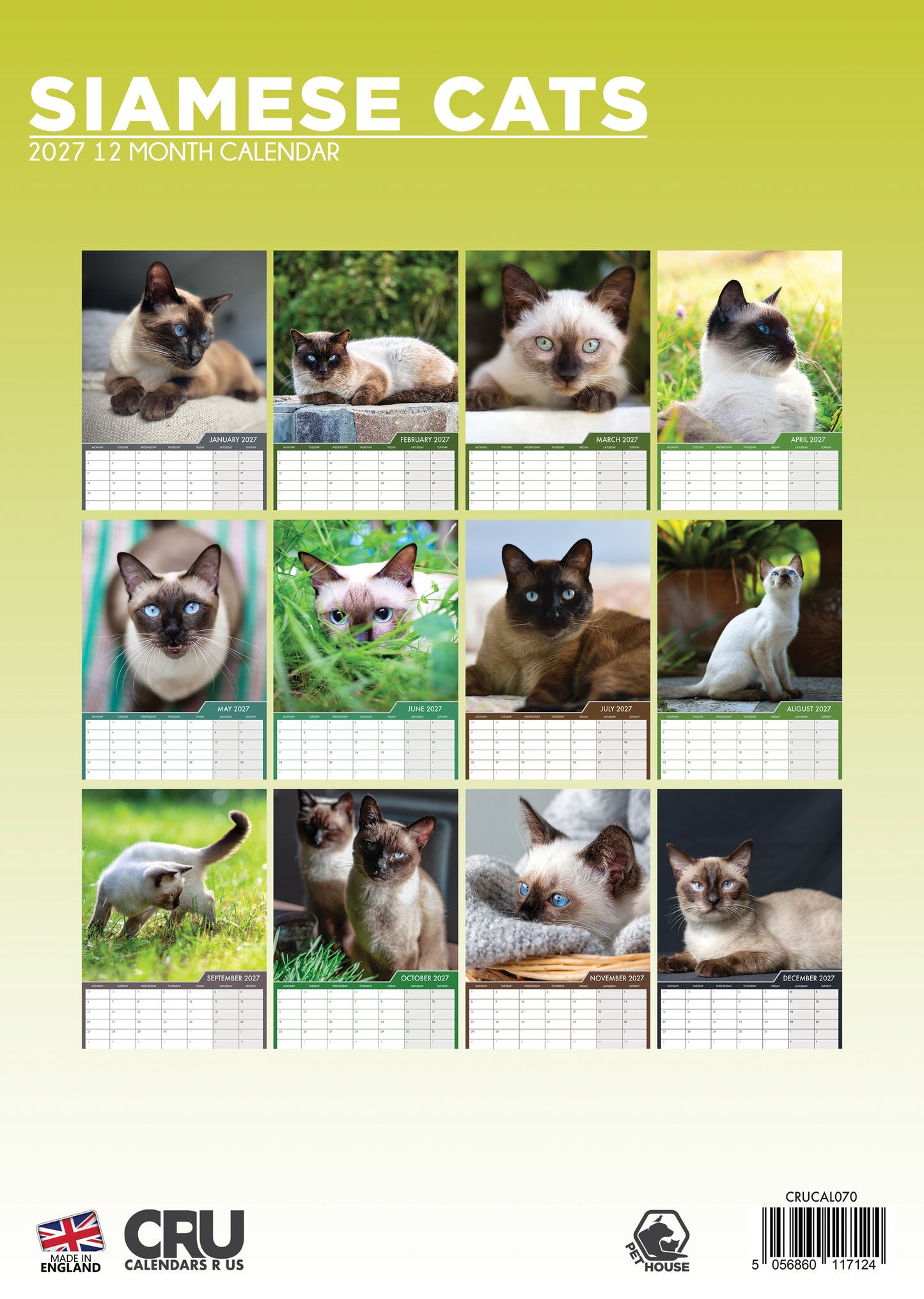 Siamese Cats Calendar 2027 – Elegant Beauty & Playful Spirit