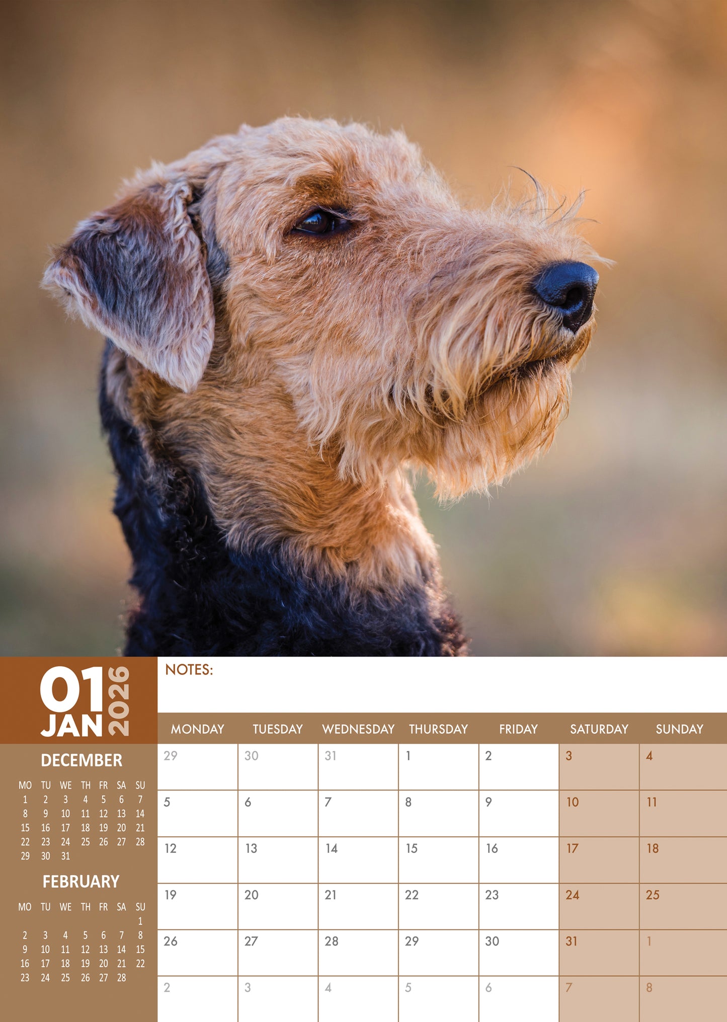 Airedale Terrier Calendar 2026 – The King of Terriers All Year Long