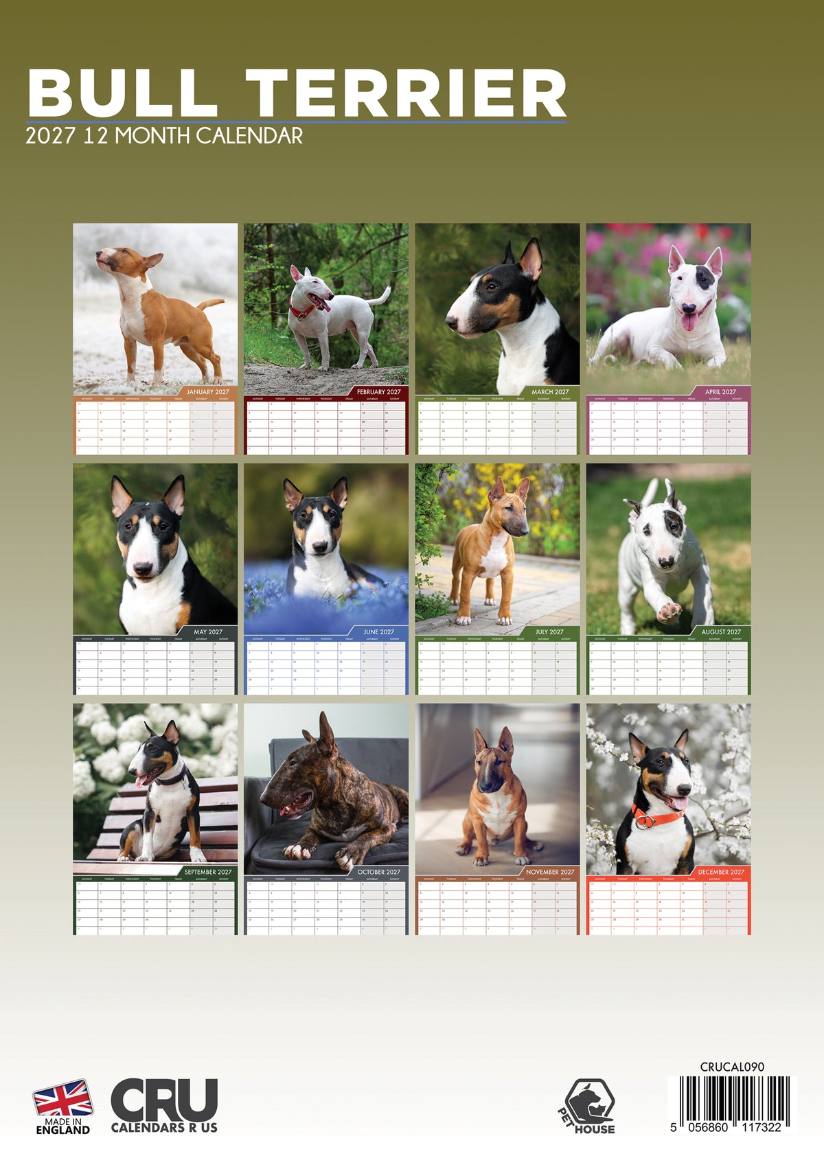 Bull Terrier Calendar 2027 – Celebrate a Year of Character, Strength, and Charm