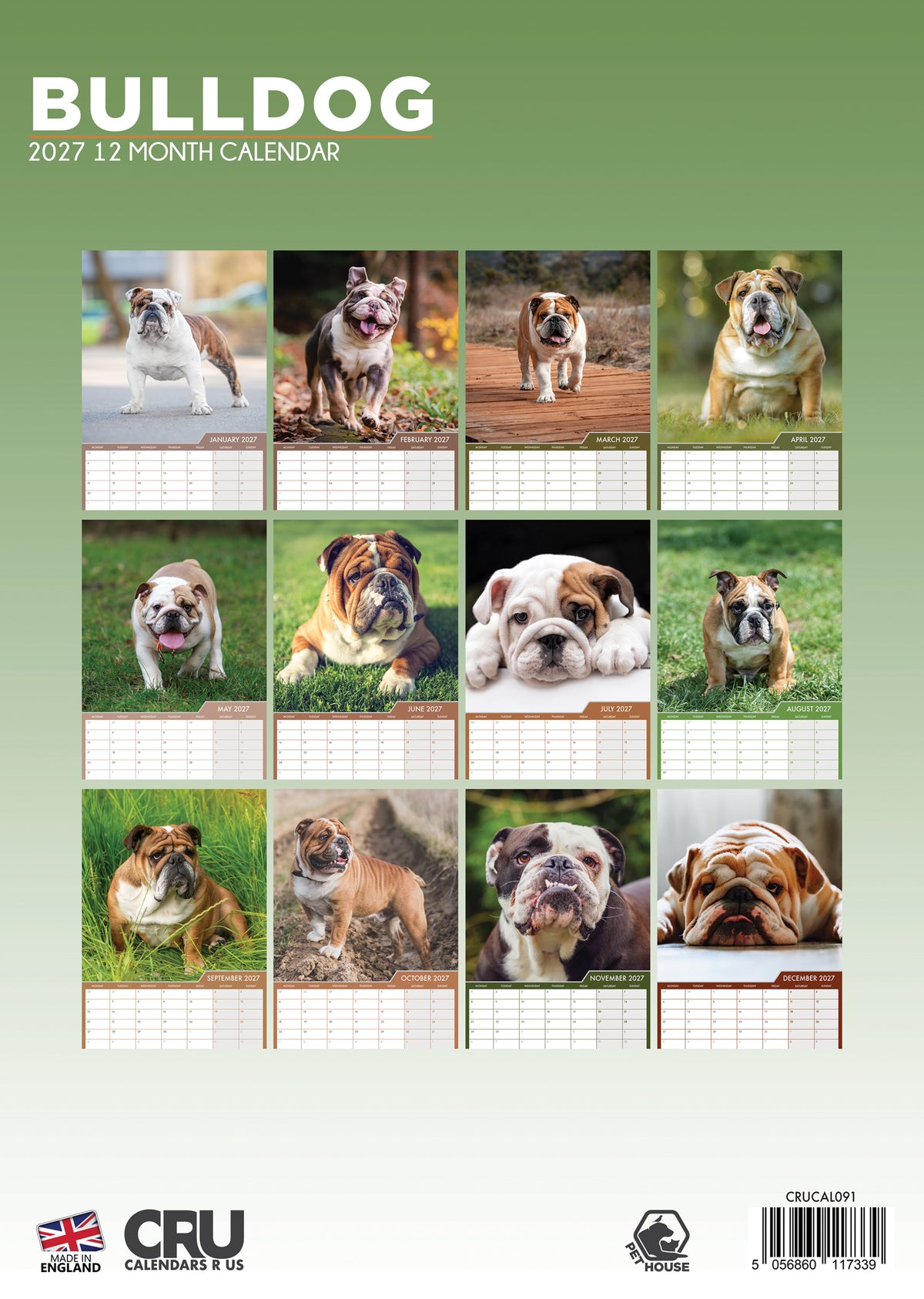 Bulldog Calendar 2027 – A Year of Charm, Courage, and Canine Love
