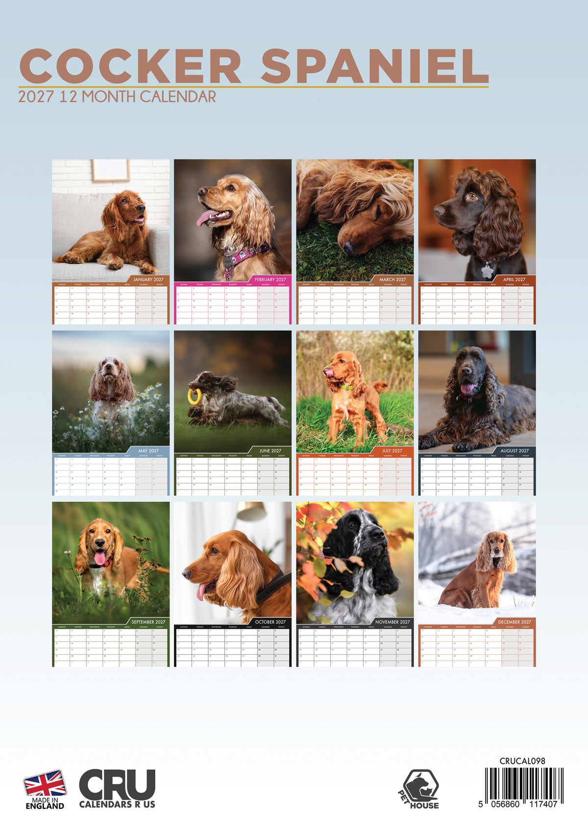 Cocker Spaniel Calendar Square 2027 – A Year of Floppy Ears & Wagging Tails