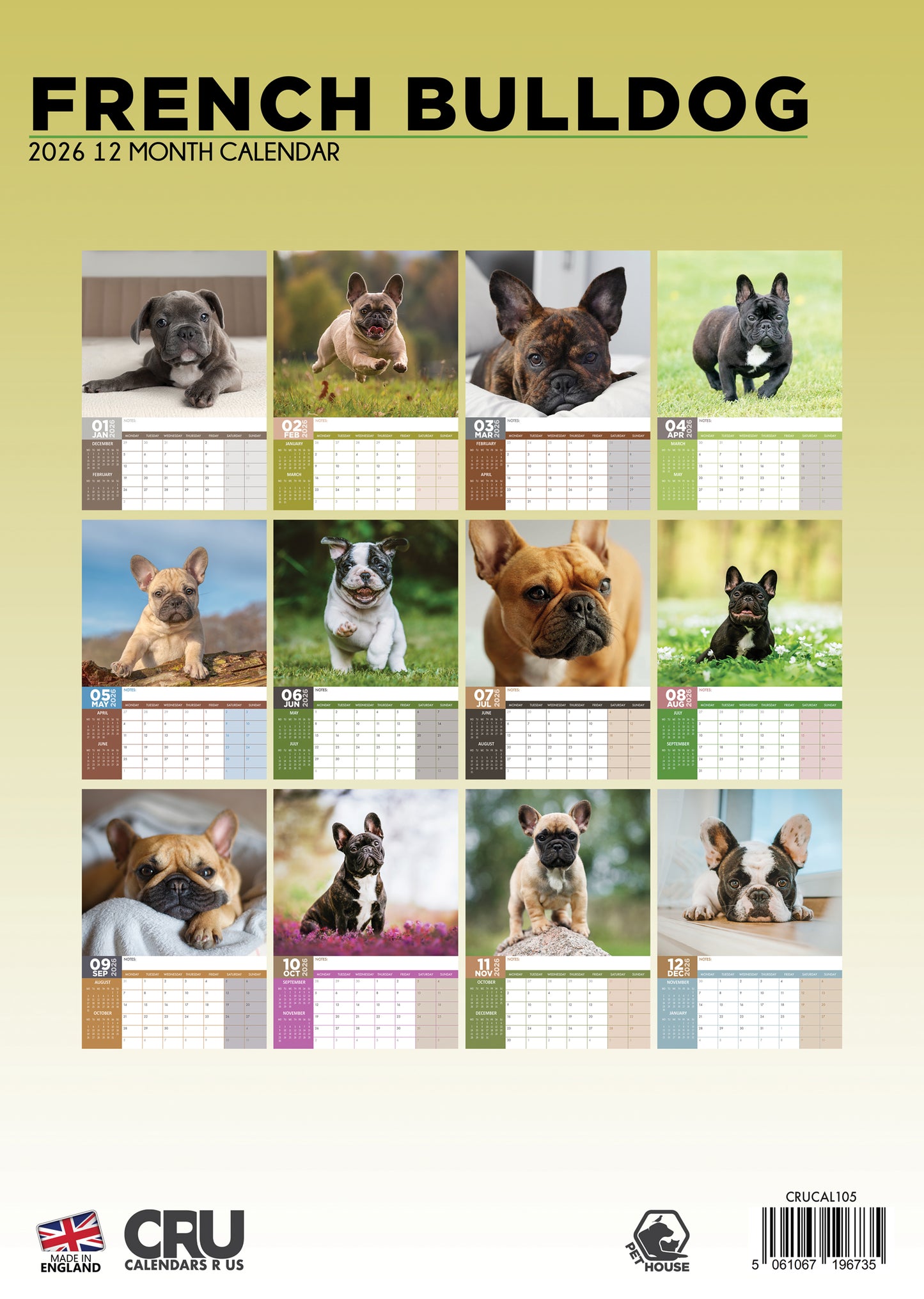 French Bulldog Calendar 2026 – A Year of Adorable Frenchie Charm