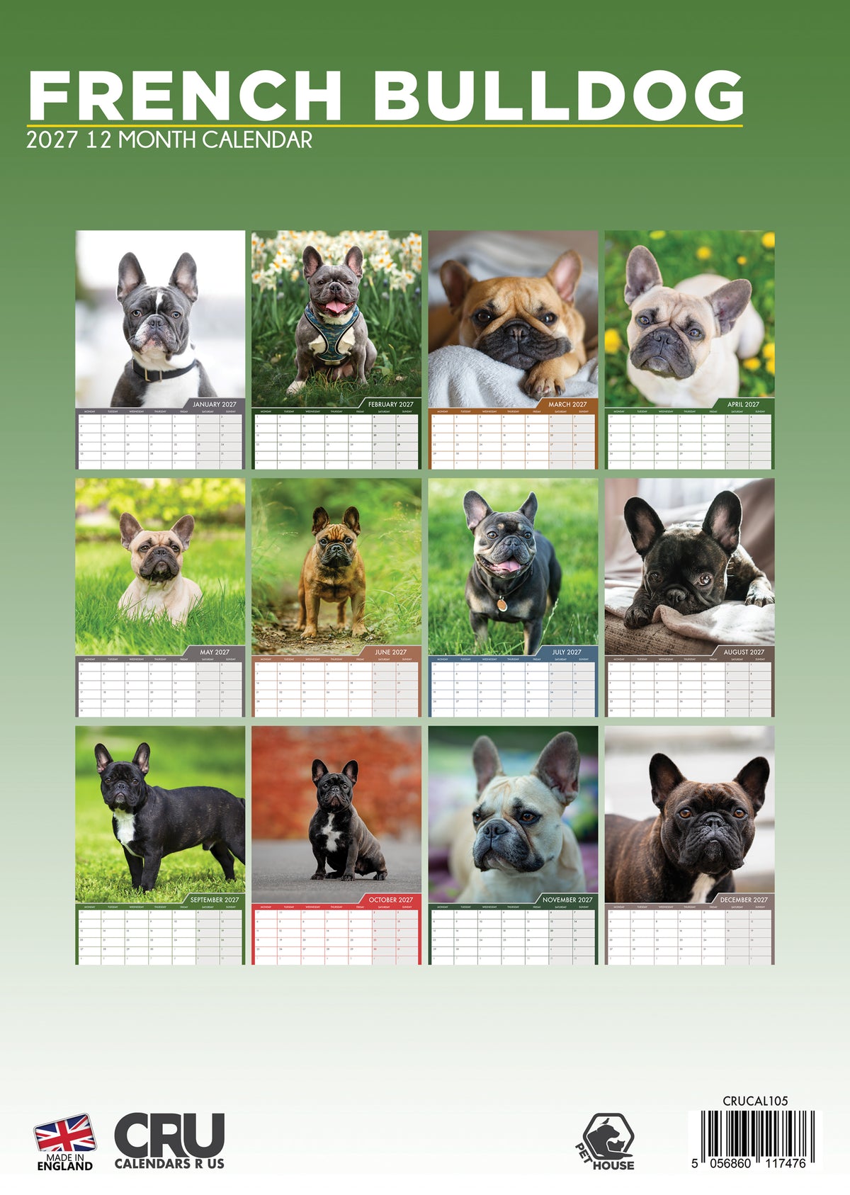 French Bulldog Calendar 2027 – A Year of Adorable Frenchie Charm