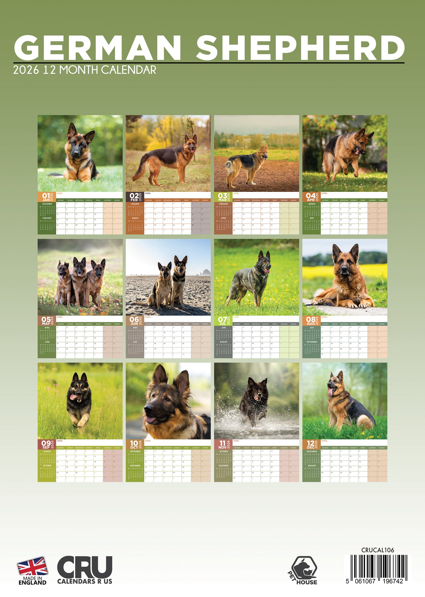 German Shepherd Calendar 2026 – Celebrate Loyalty, Strength & Intelligence All Year Round