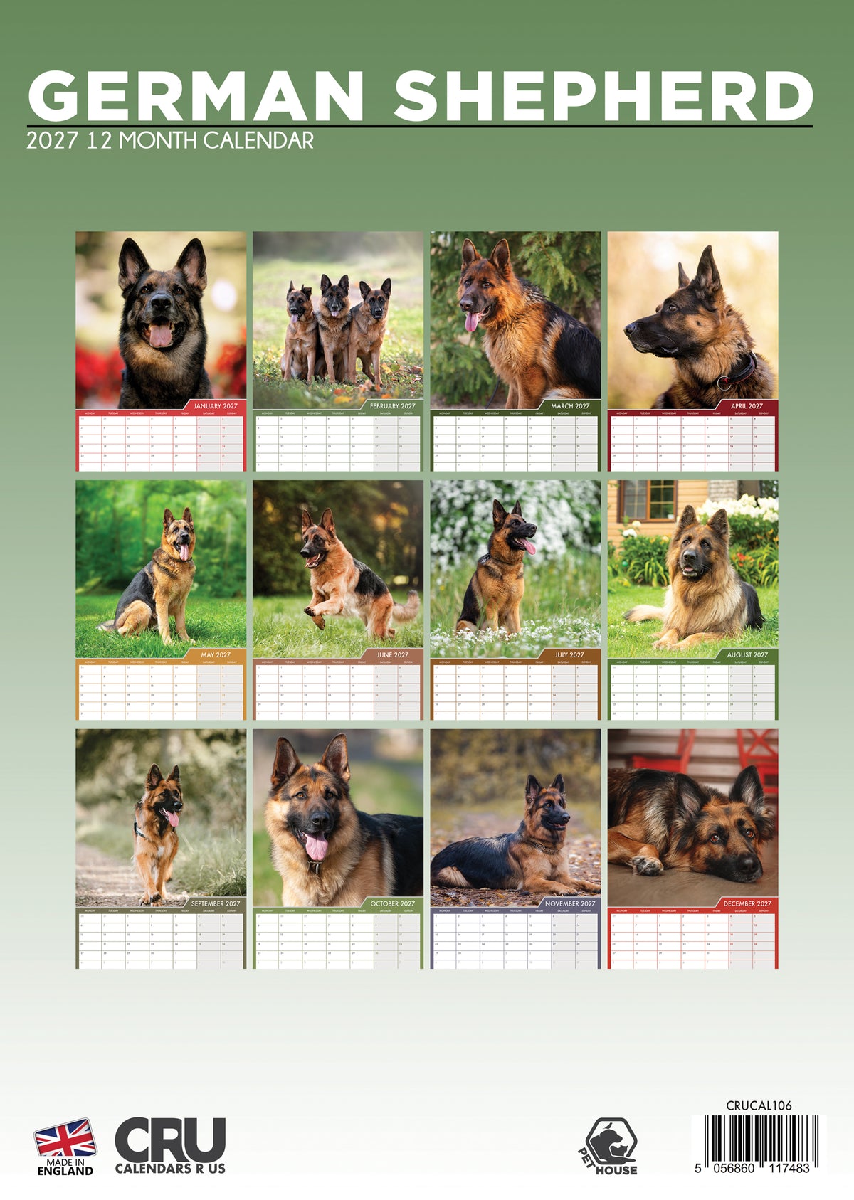 German Shepherd Calendar 2027 – Celebrate Loyalty, Strength & Intelligence All Year Round