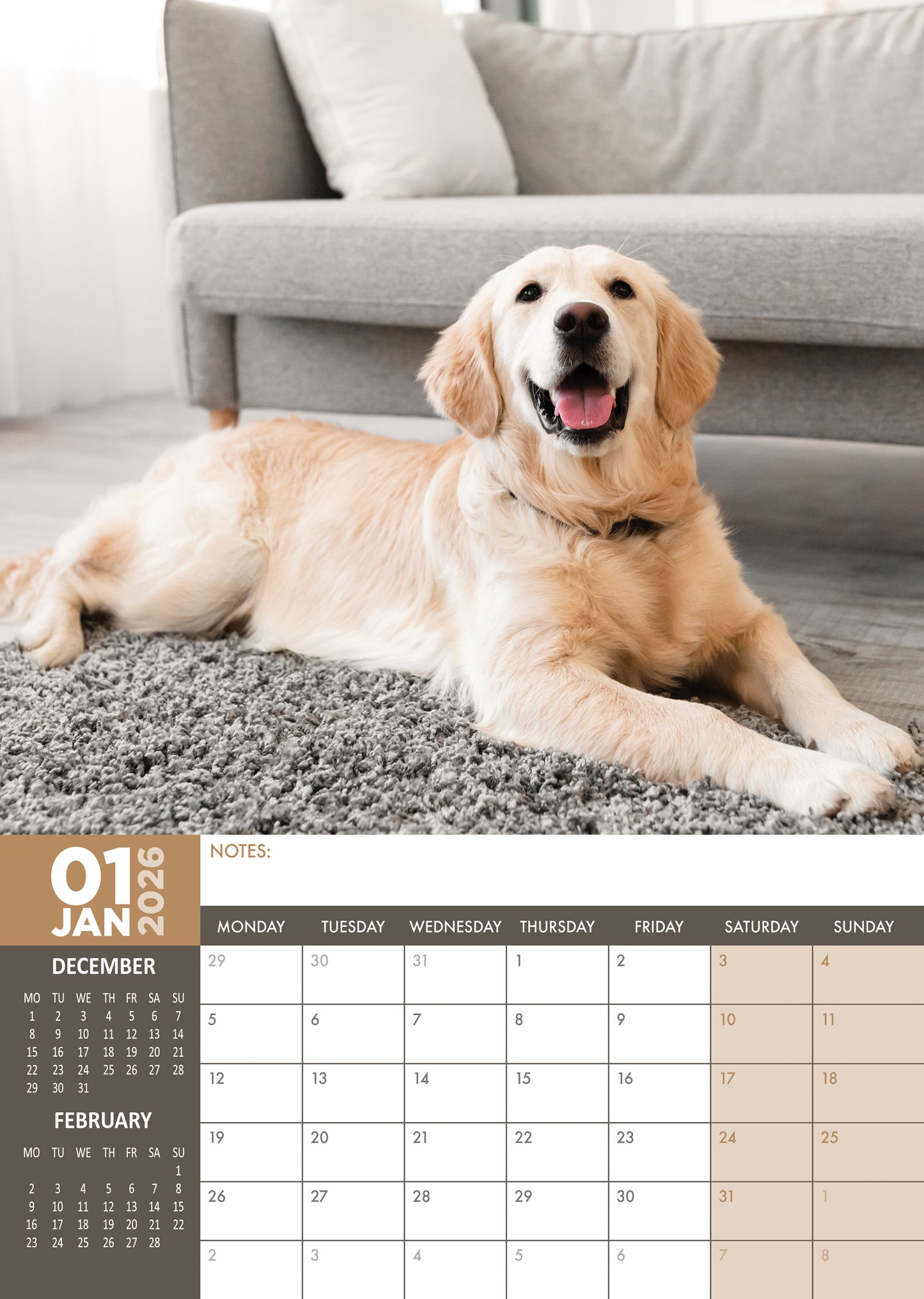 Golden Retriever Calendar 2026 – A Year of Loyalty, Love, and Golden Charm