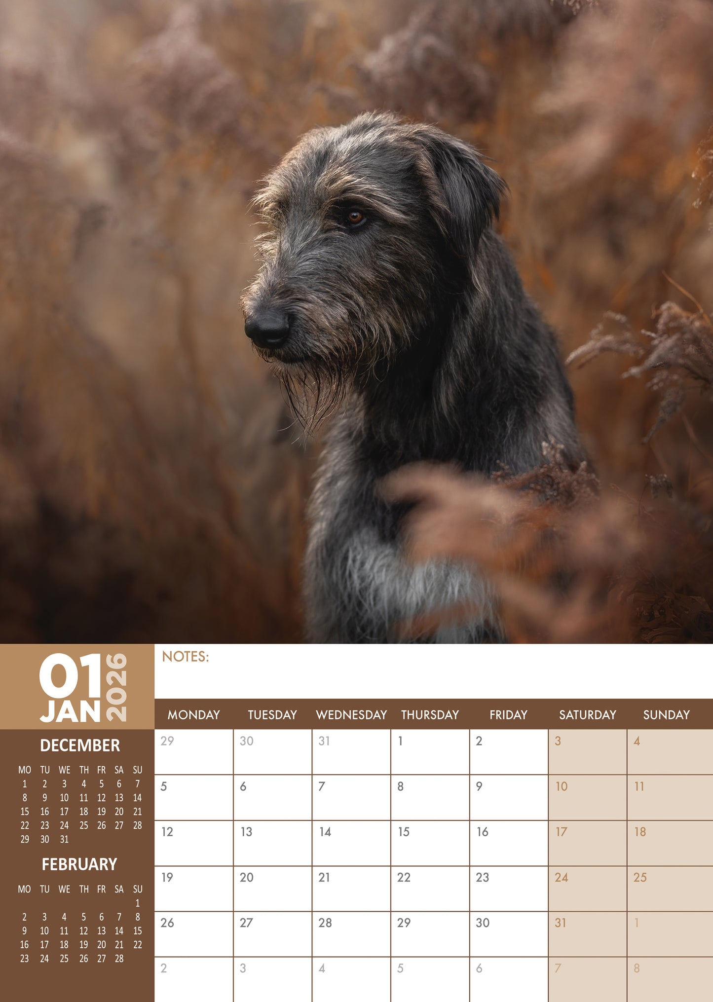 Irish Wolfhound Calendar 2026 – A Majestic Tribute to Gentle Giants