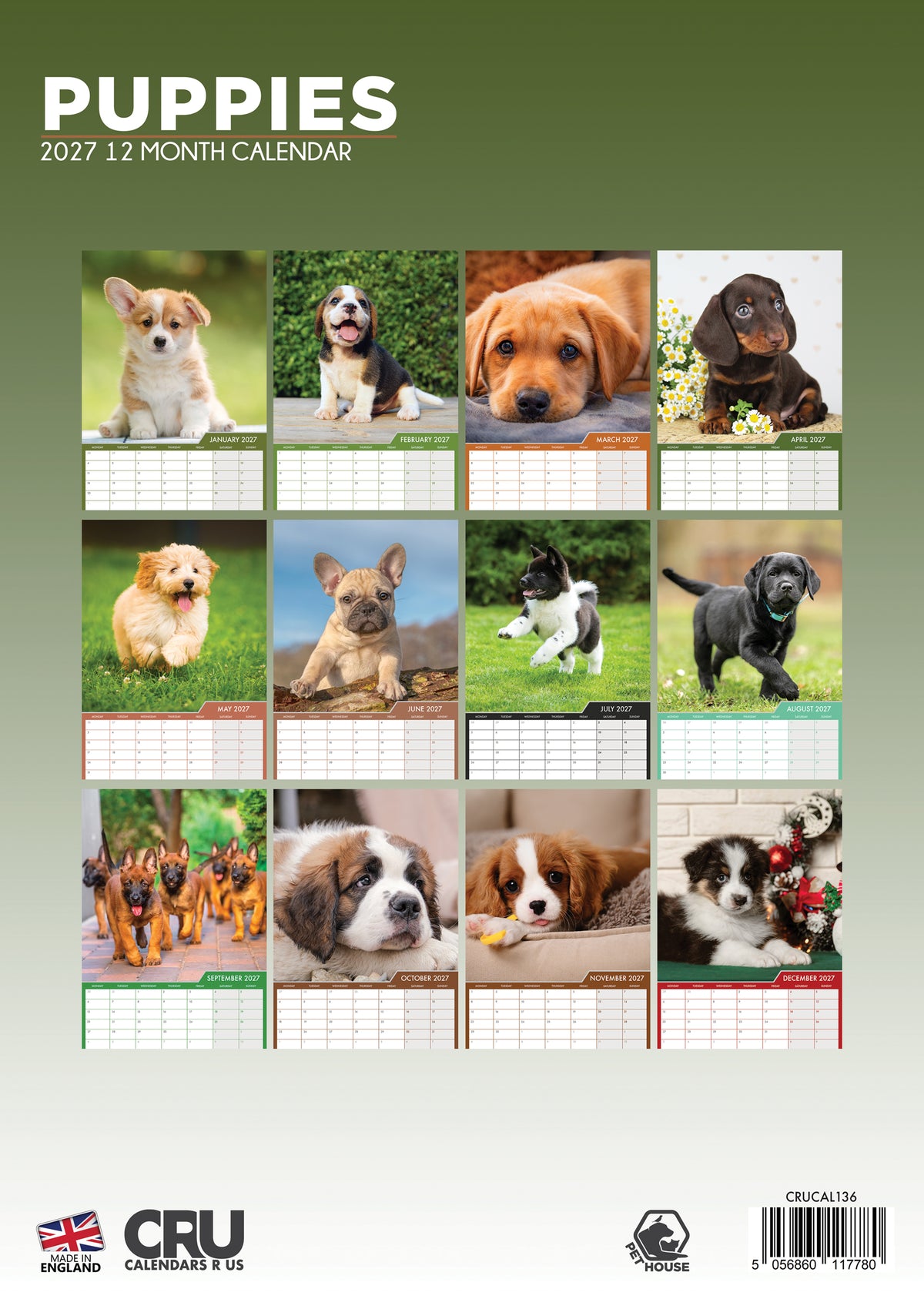 Puppies Calendar 2027 – The Cutest Puppy Moments All Year Long