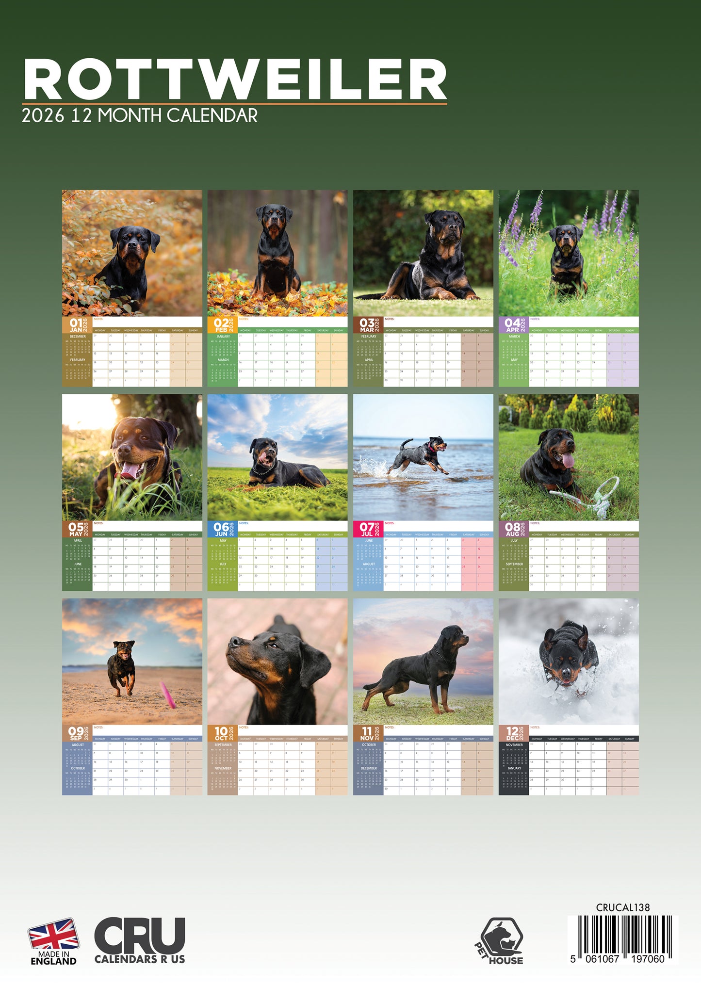Rottweiler Calendar 2026 – Honor the Strength and Loyalty of the Rottweiler