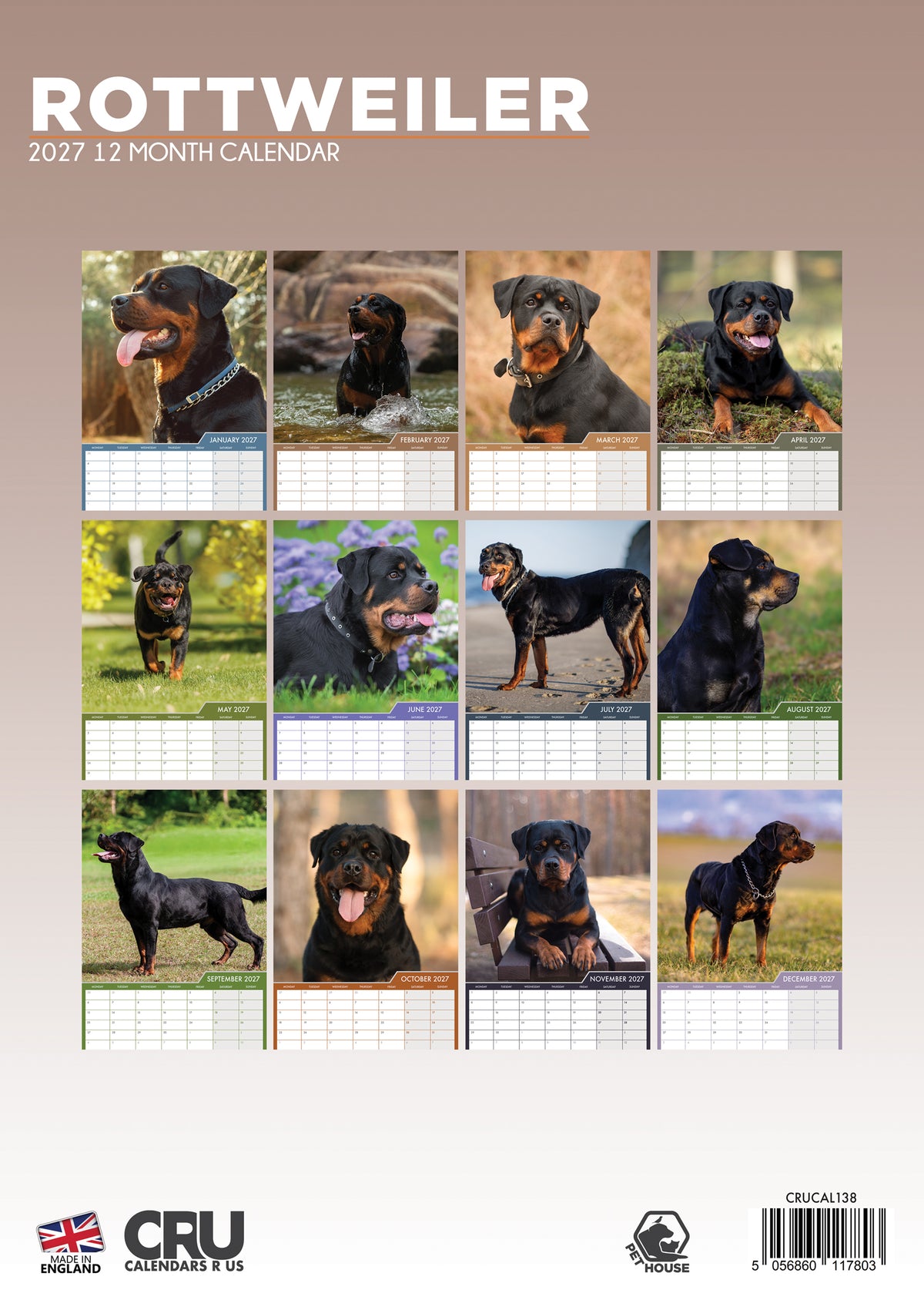 Rottweiler Calendar 2027 – Honor the Strength and Loyalty of the Rottweiler