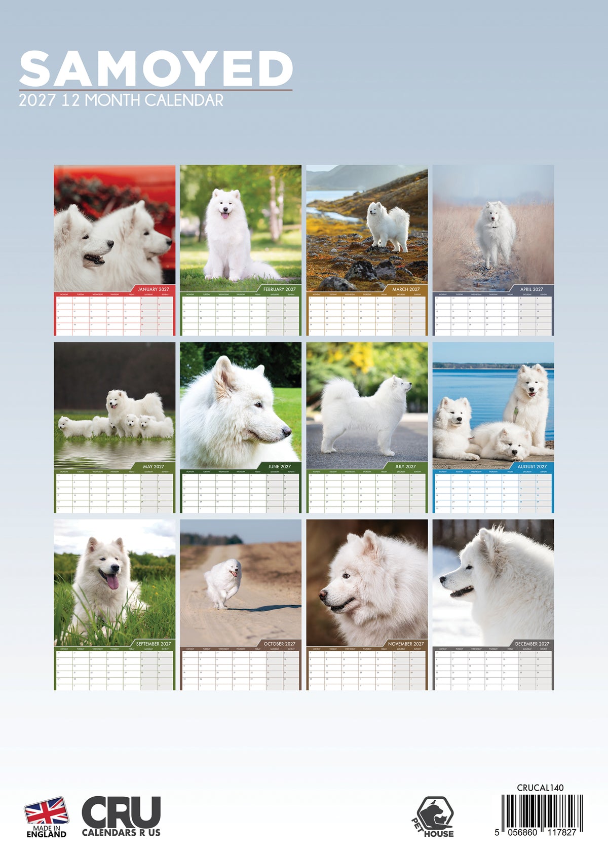 Samoyed Calendar 2027 – Embrace the Fluff and Joy of the Smile Dogs