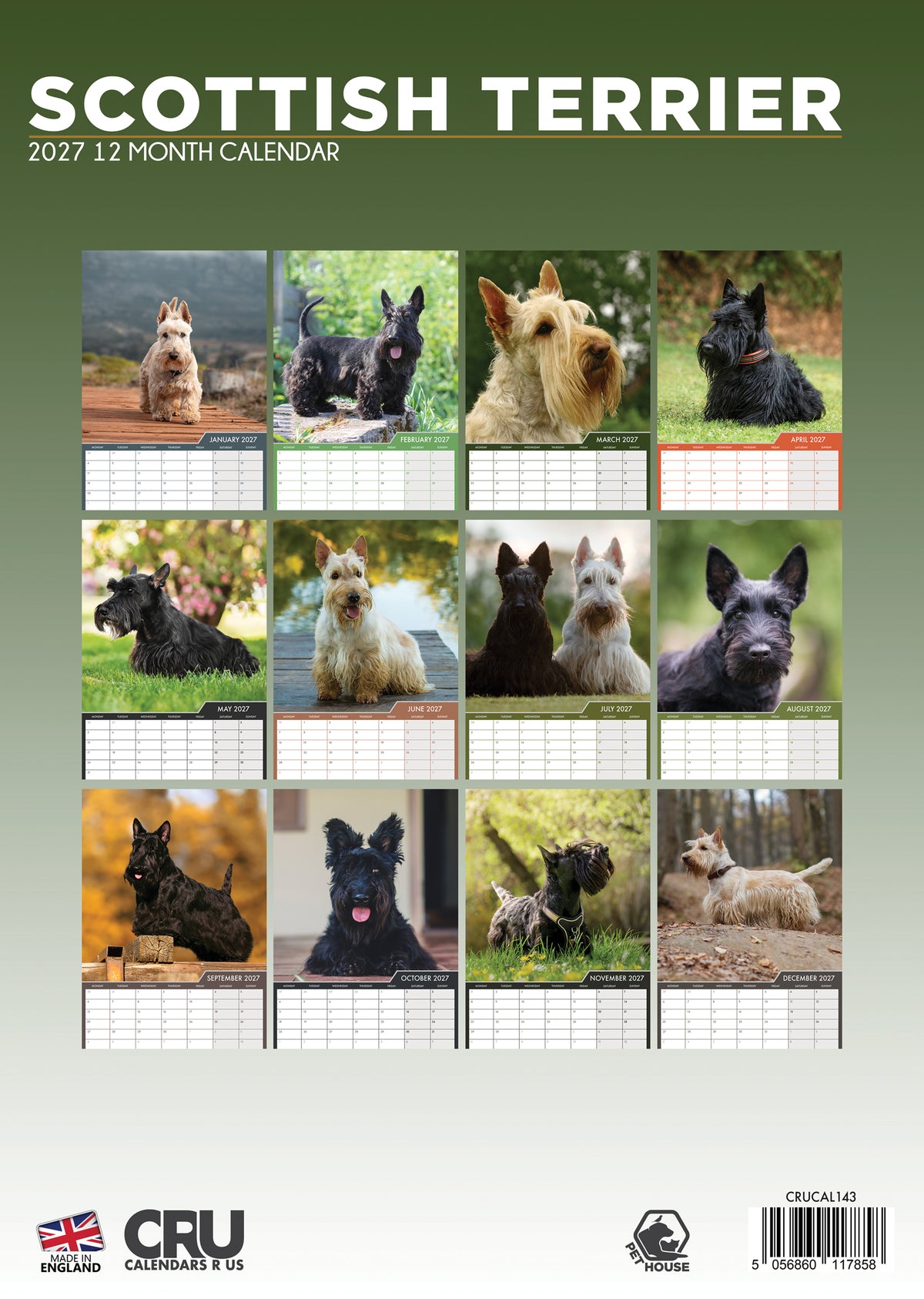 Scottish Terrier Calendar 2027 – Celebrate the Majestic Scottish Terrier All Year Round