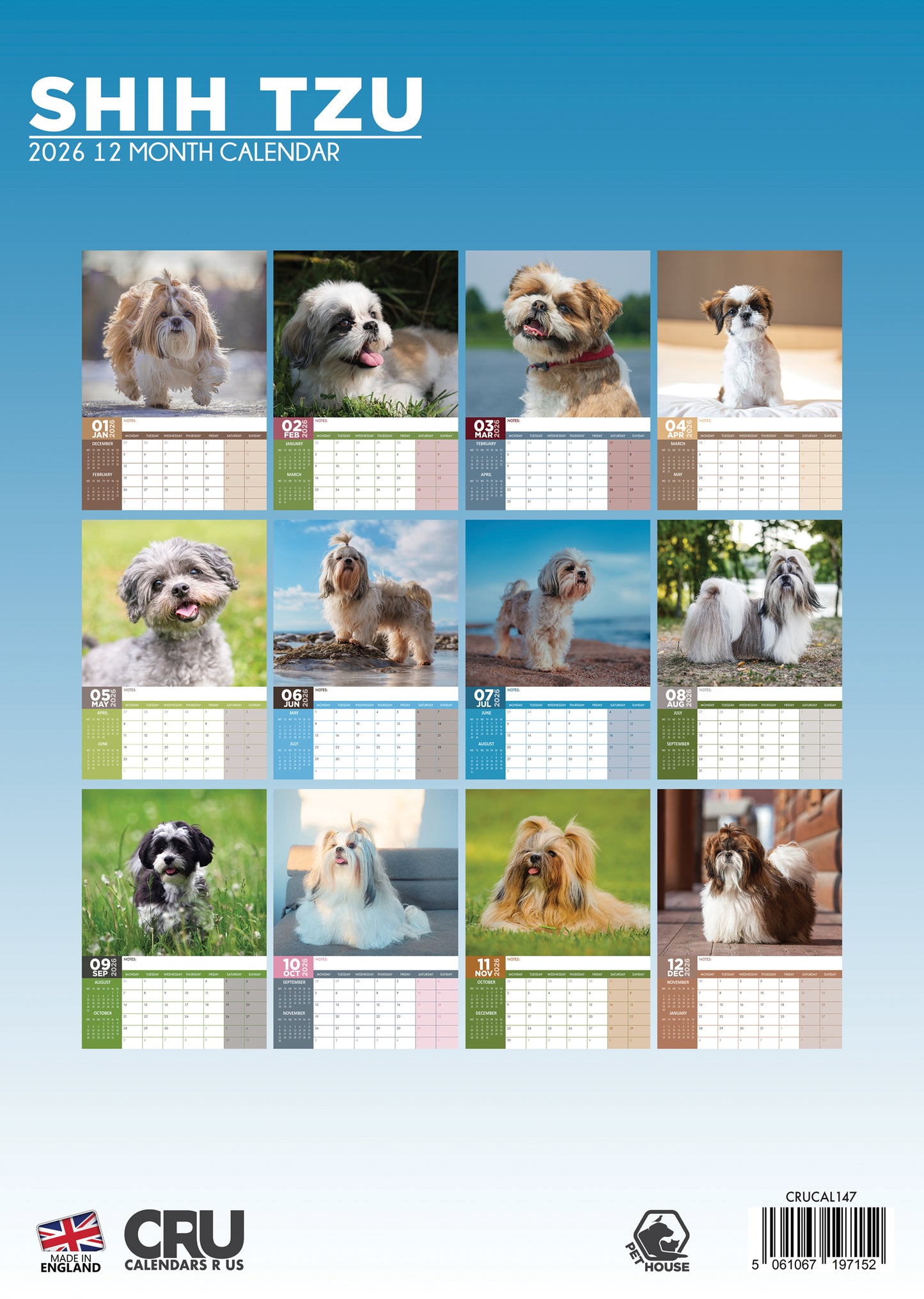 Shih Tzu Calendar 2026 – Adorable and Affectionate Companions All Year Round