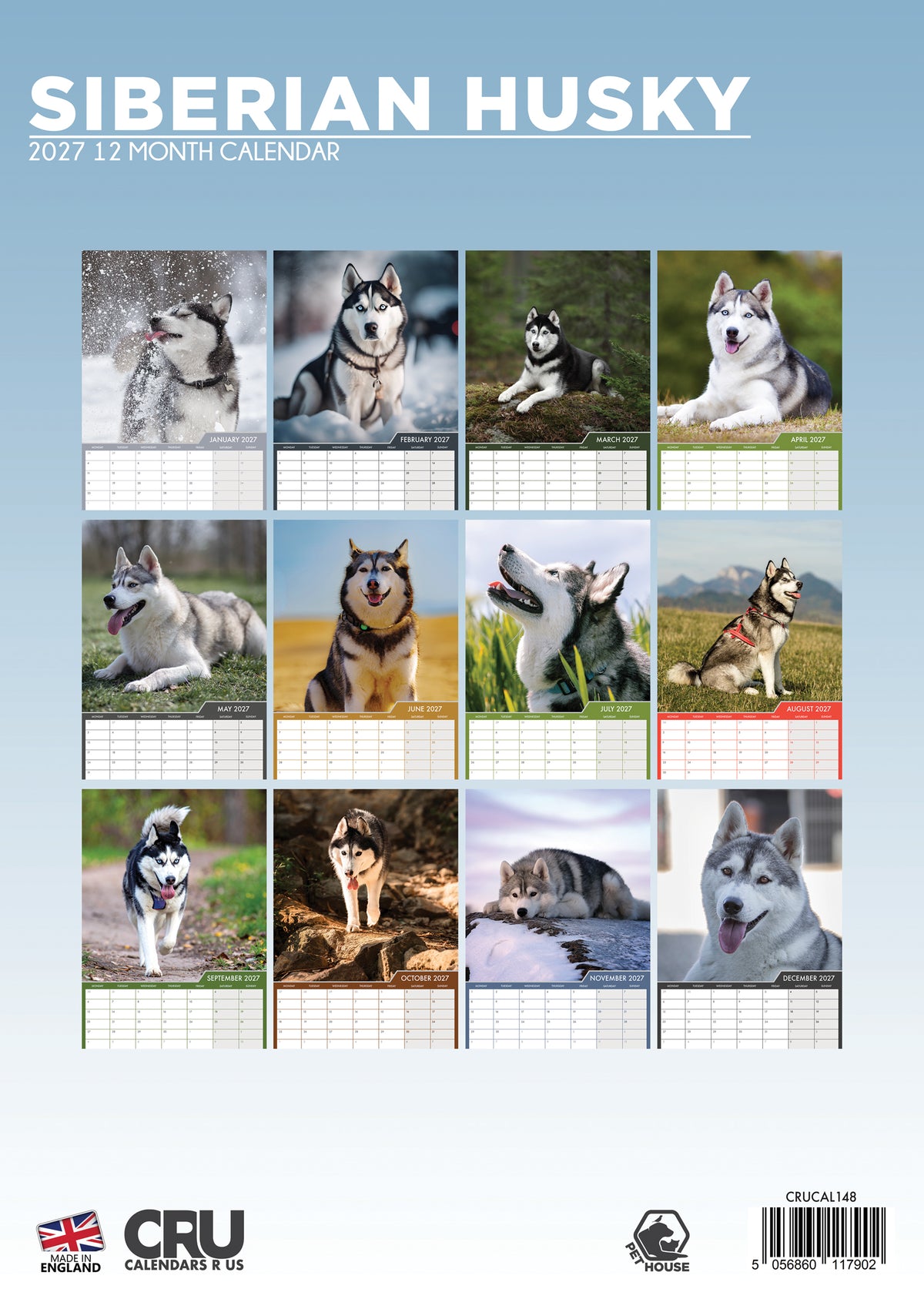 Siberian Husky Calendar 2027 – Bold, Beautiful, and Majestic All Year Round