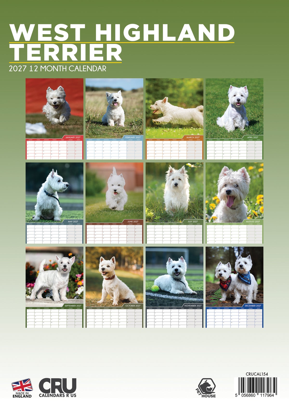 West Highland Terrier Calendar 2027 – A Year of Westie Charm