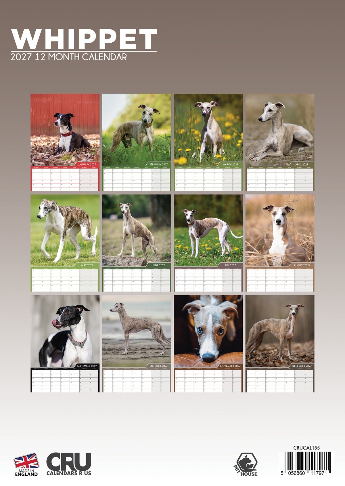 Whippet Calendar 2027 – A Year of Grace and Elegance