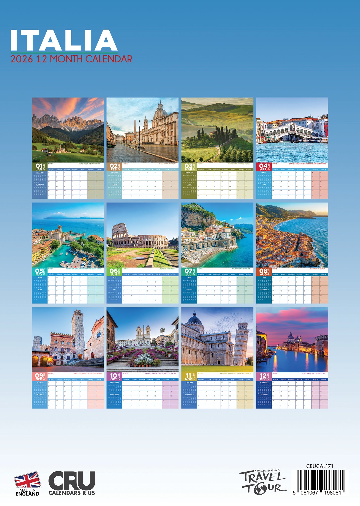 Italy Calendar 2026 – A Year of Romance, Art, and Timeless Beauty