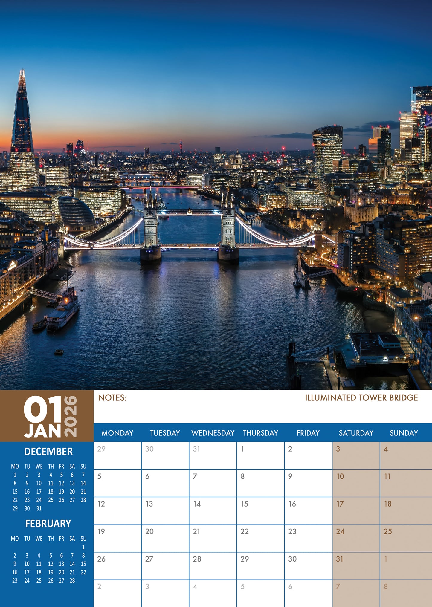 London Calendar 2026 – A Year of Iconic Landmarks and British Charm