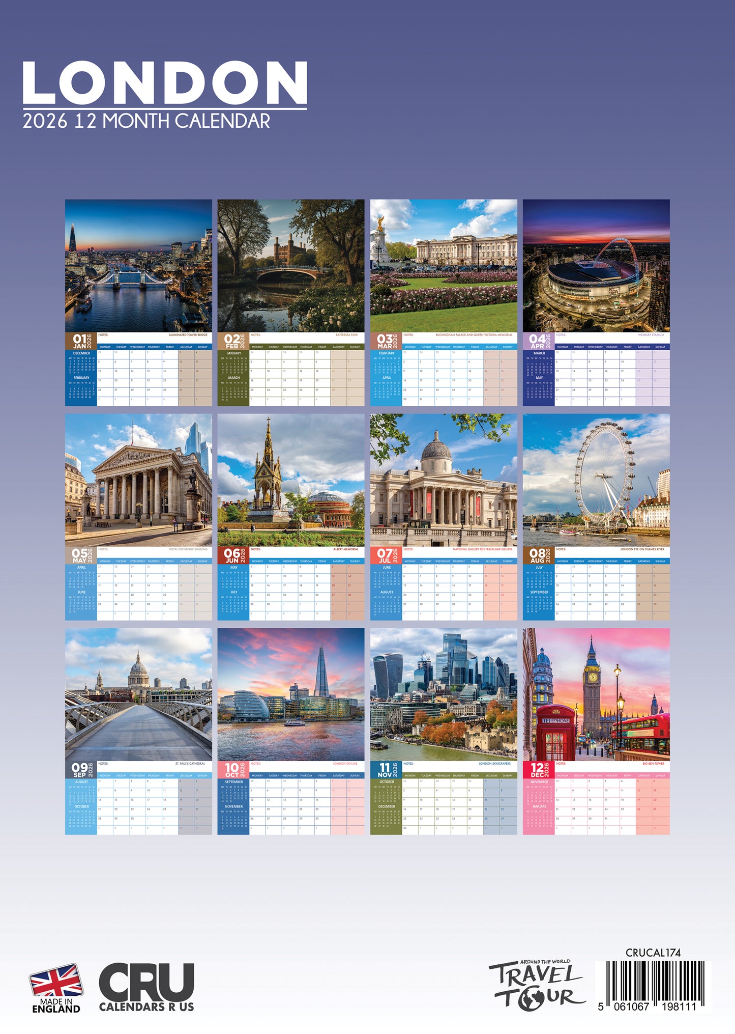 London Calendar 2026 – A Year of Iconic Landmarks and British Charm