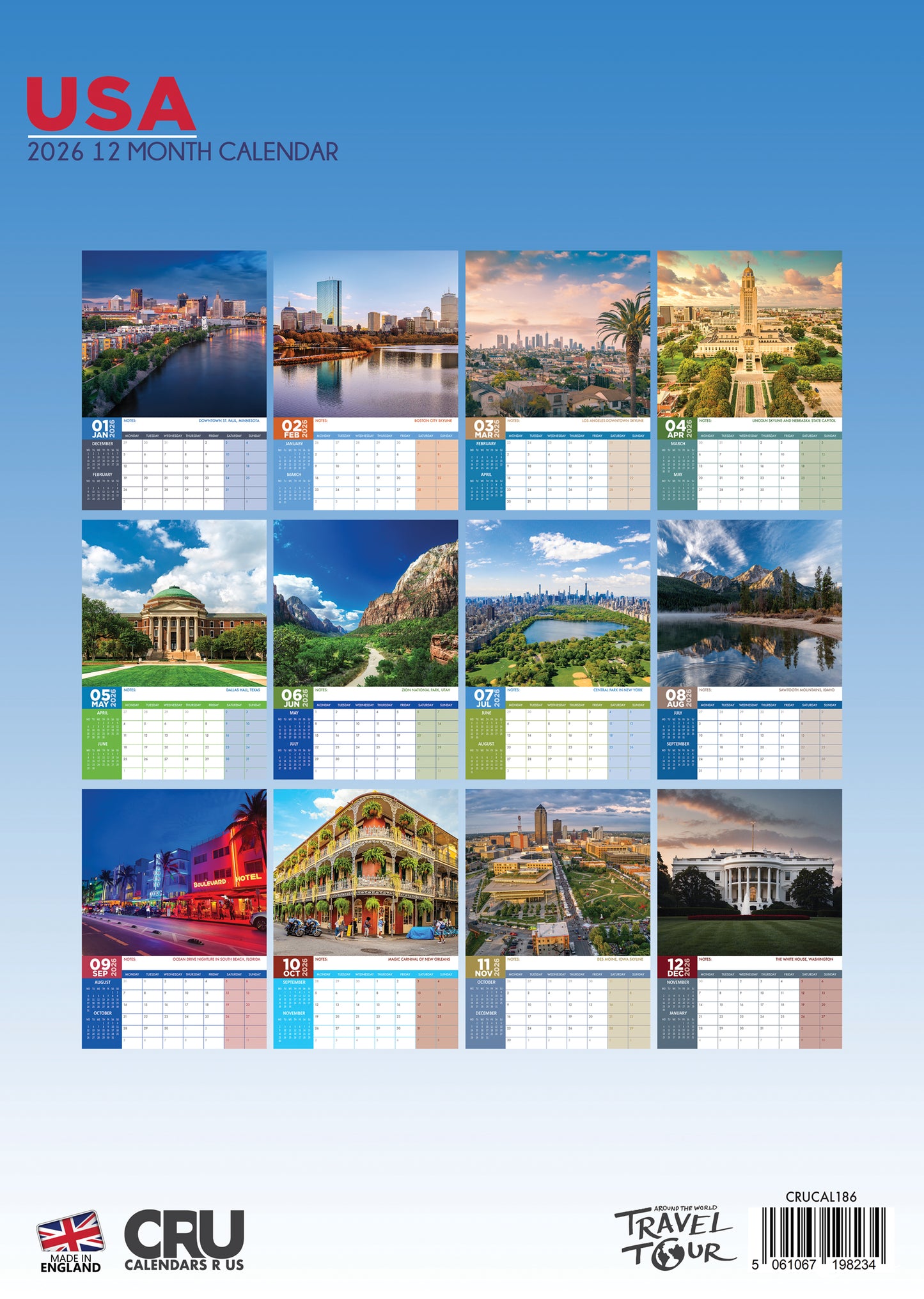 USA Calendar 2026 – A Year of Iconic Landmarks, Cities, and Natural Wonders